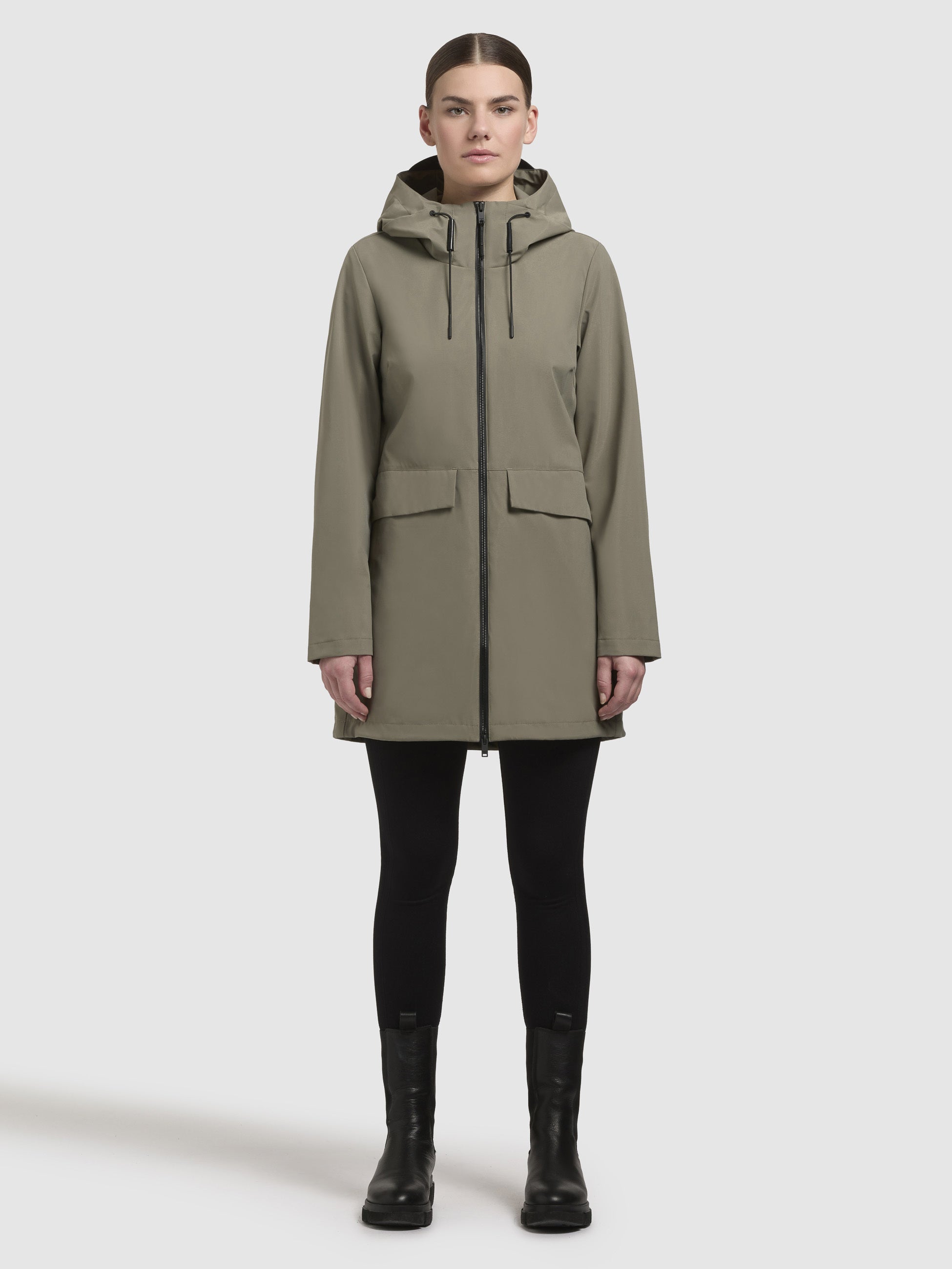 khujo-jacke-yoni-graugr-n-damen-regenjacke-wasserabweisend-mit-kapuze image 1
