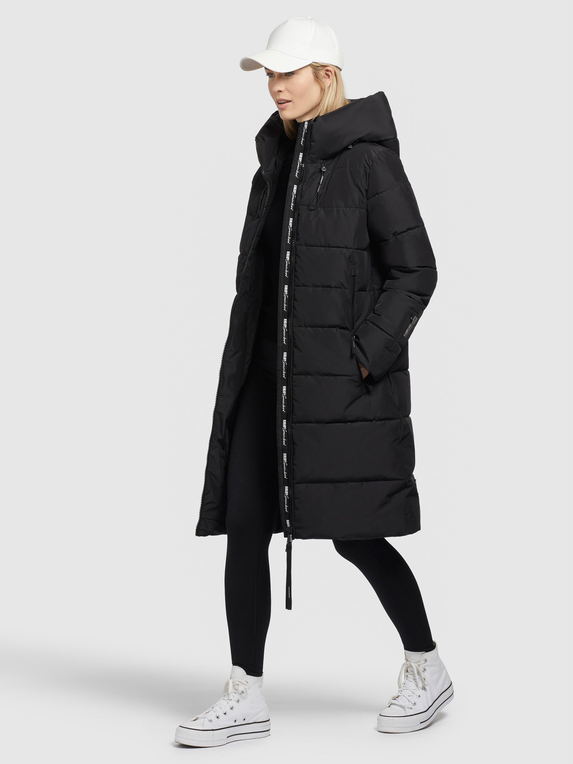 khujo-mantel-jilias4-schwarz-lange-gef-tterte-damen-winterjacke-mit-kapuze image 2