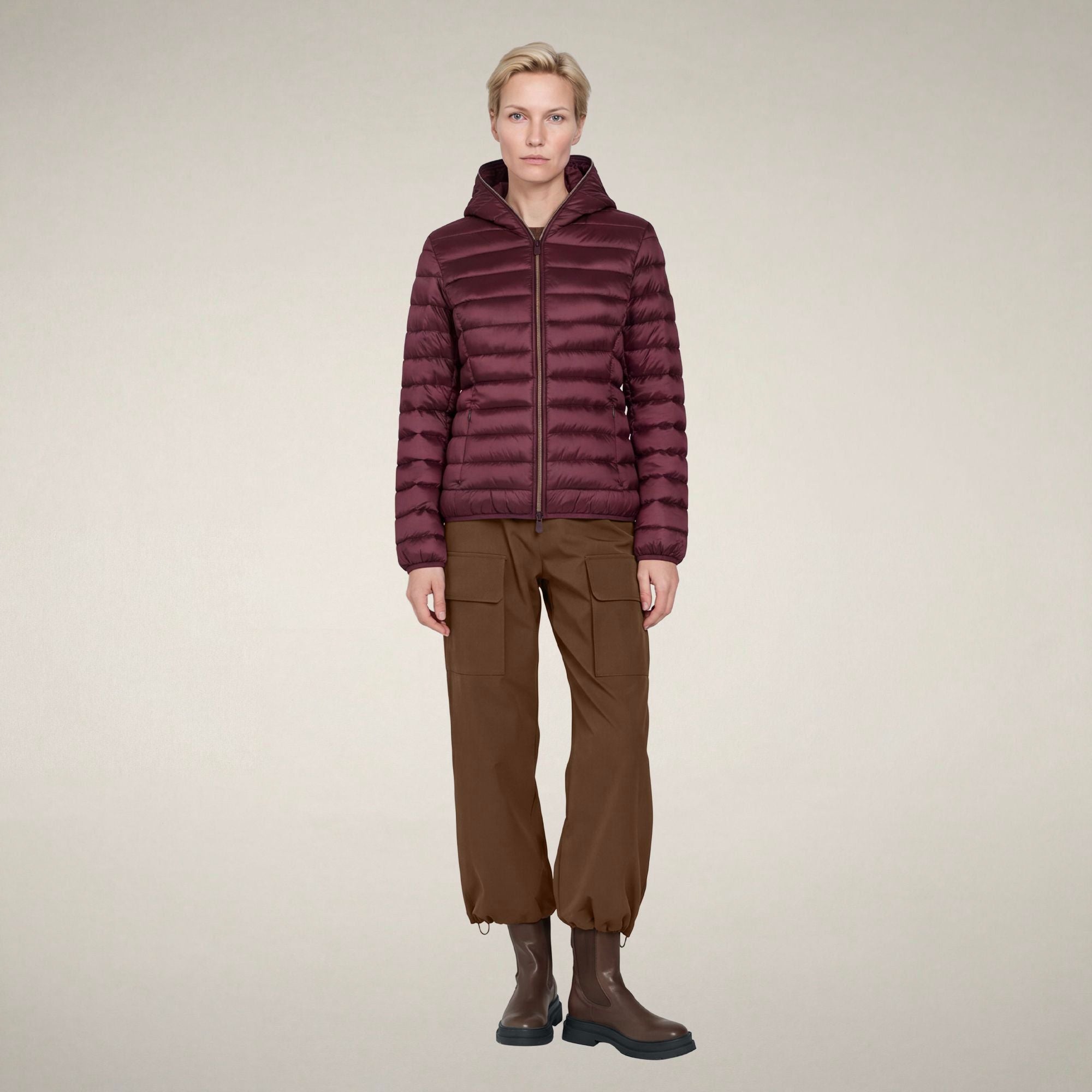 save-the-duck-alexis-damen-daunenjacke-mit-kapuze-bordeaux image 1