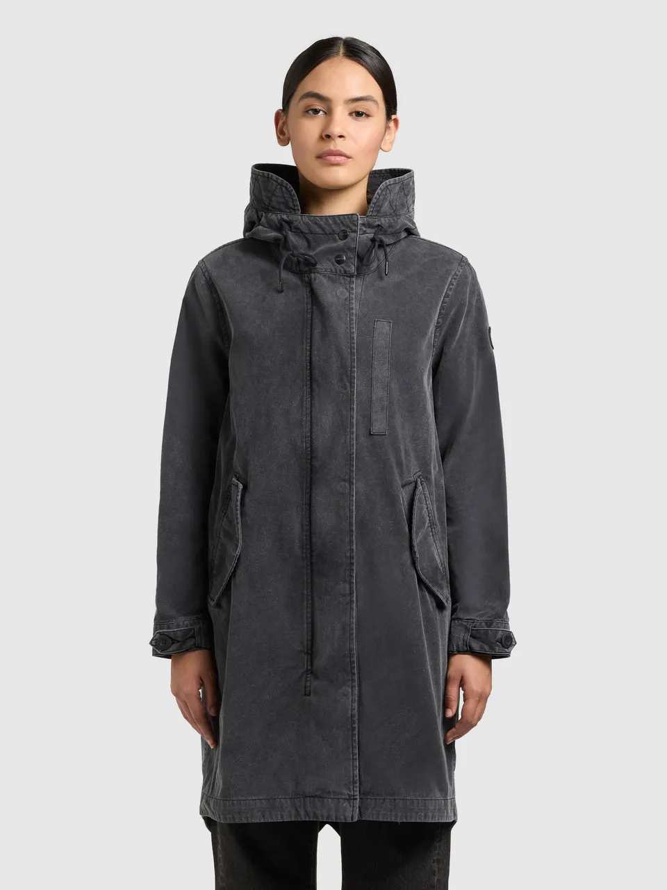 khujo-parka-freya-black-baumwoll-parka-im-vintage-mod-style image 1