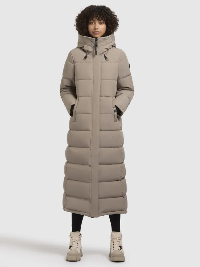 khujo-coat-claresse-damen-steppmantel-grau-beige-wadenlang image 1