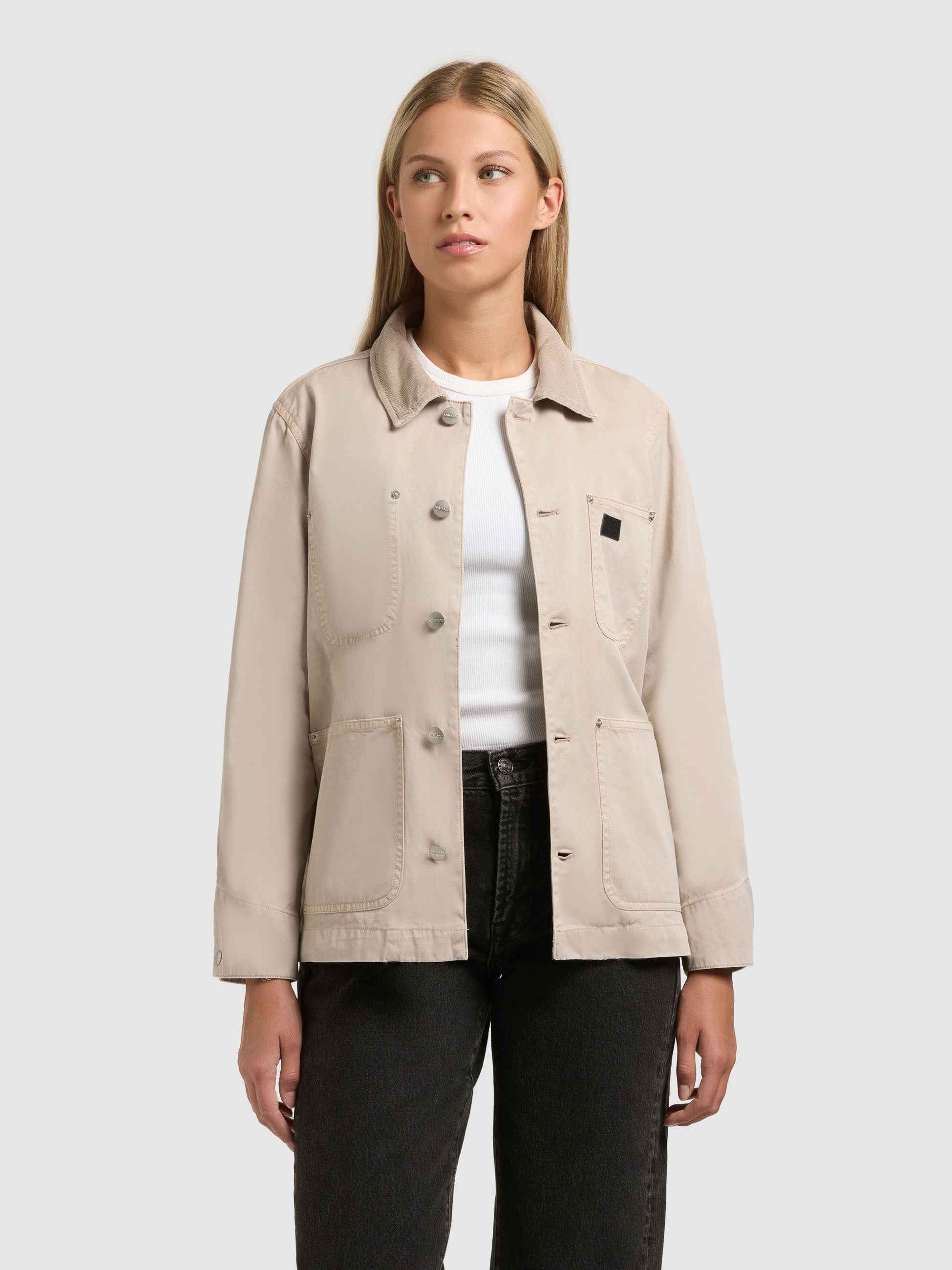 khujo-jacke-suzy-greige-damen-fieldjacket-workwear-canvas image 4