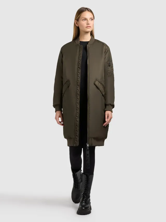 khujo-lulu-damen-wintermantel-bomber-style-oversize-forest-green image 1