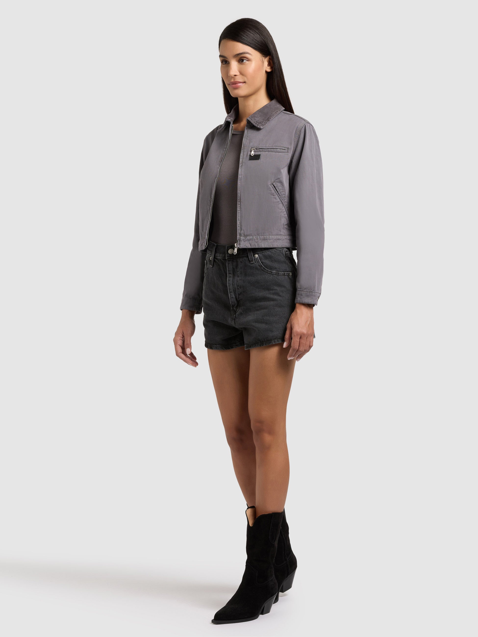 khujo-jacke-georgia-sea-grey-damen-blouson-sommerjacke-cropped image 2