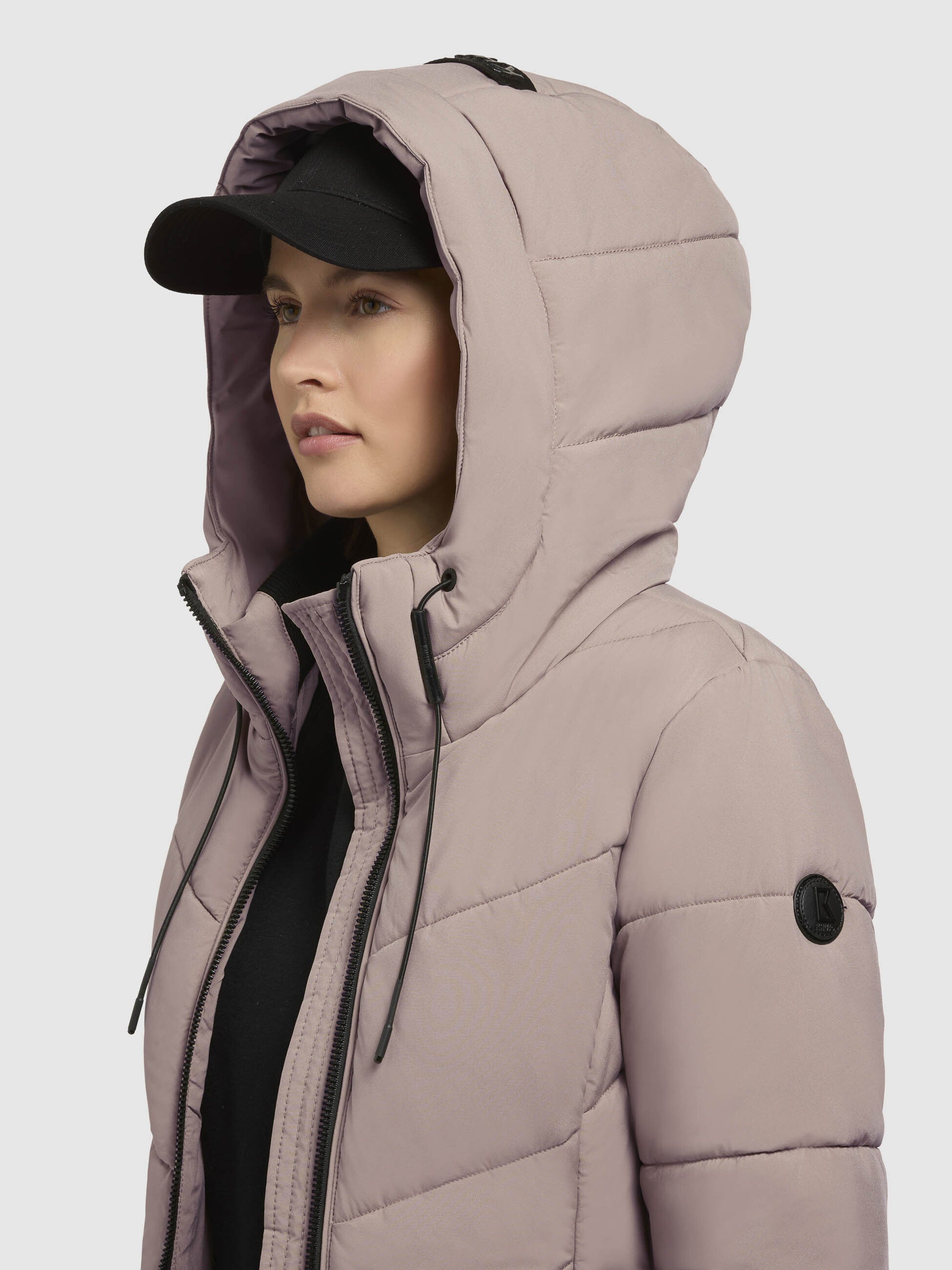 khujo-aribay5-damen-mantel-taupe-lange-steppjacke-mit-strick image 7