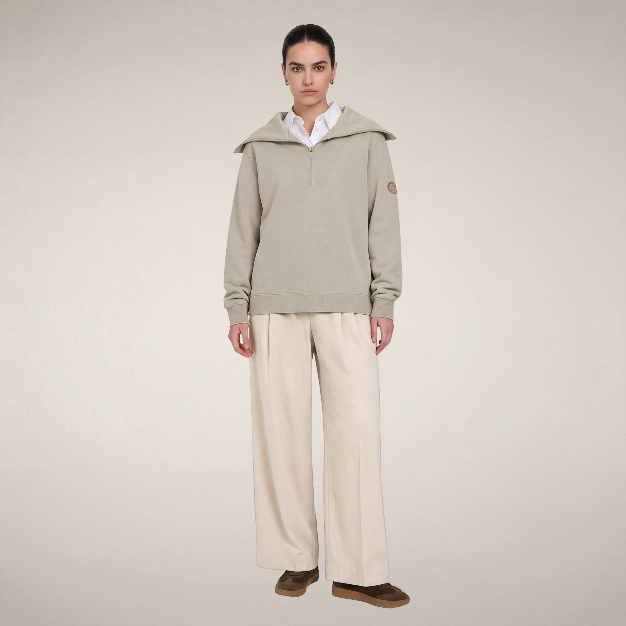 save-the-duck-hinata-damen-top-mit-half-zip-beige-rainy image 1