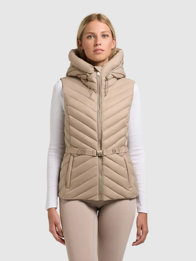 khujo-demie-steppweste-latte-beige-slim-fit-damenweste-mit-g-rtel-und-kapuze image 1