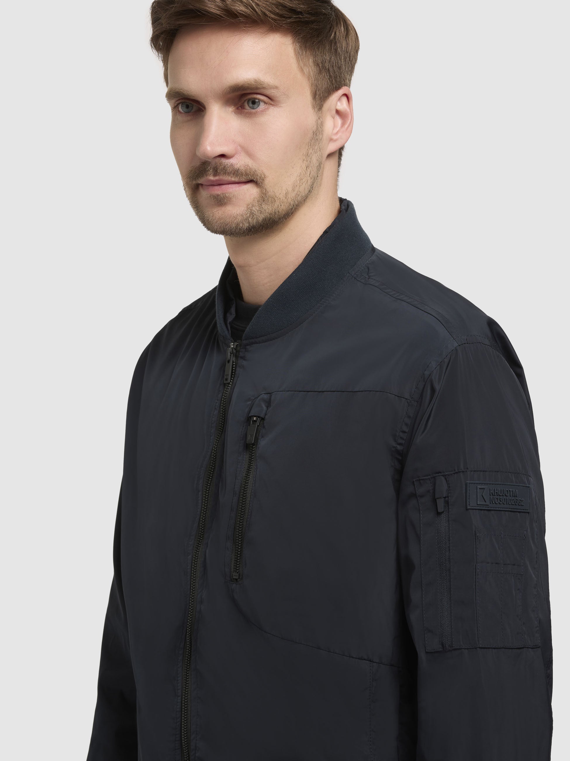khujo-beki-blouson-bomberjacke-dunkelblau-gef-ttert-mit-rippb-ndchen image 7