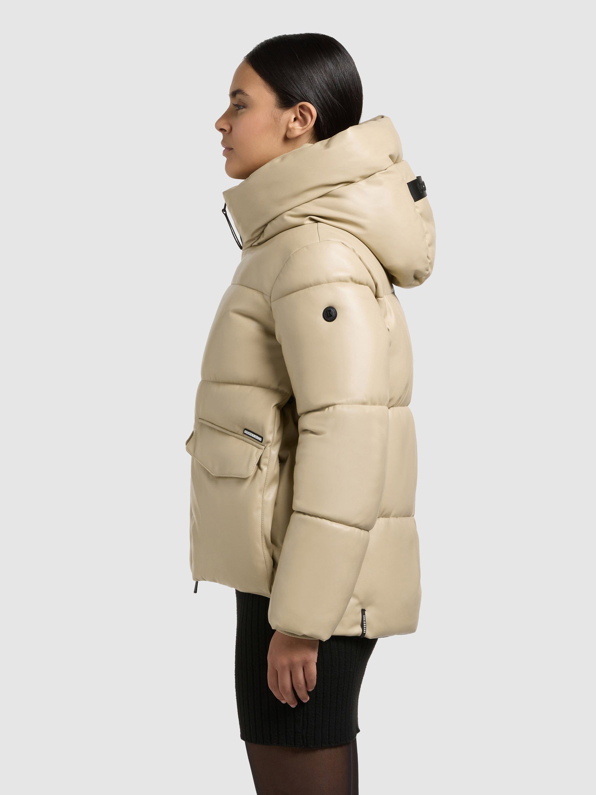 khujo-jacke-aurora-damen-kapuzenjacke-beige-lederoptik image 5