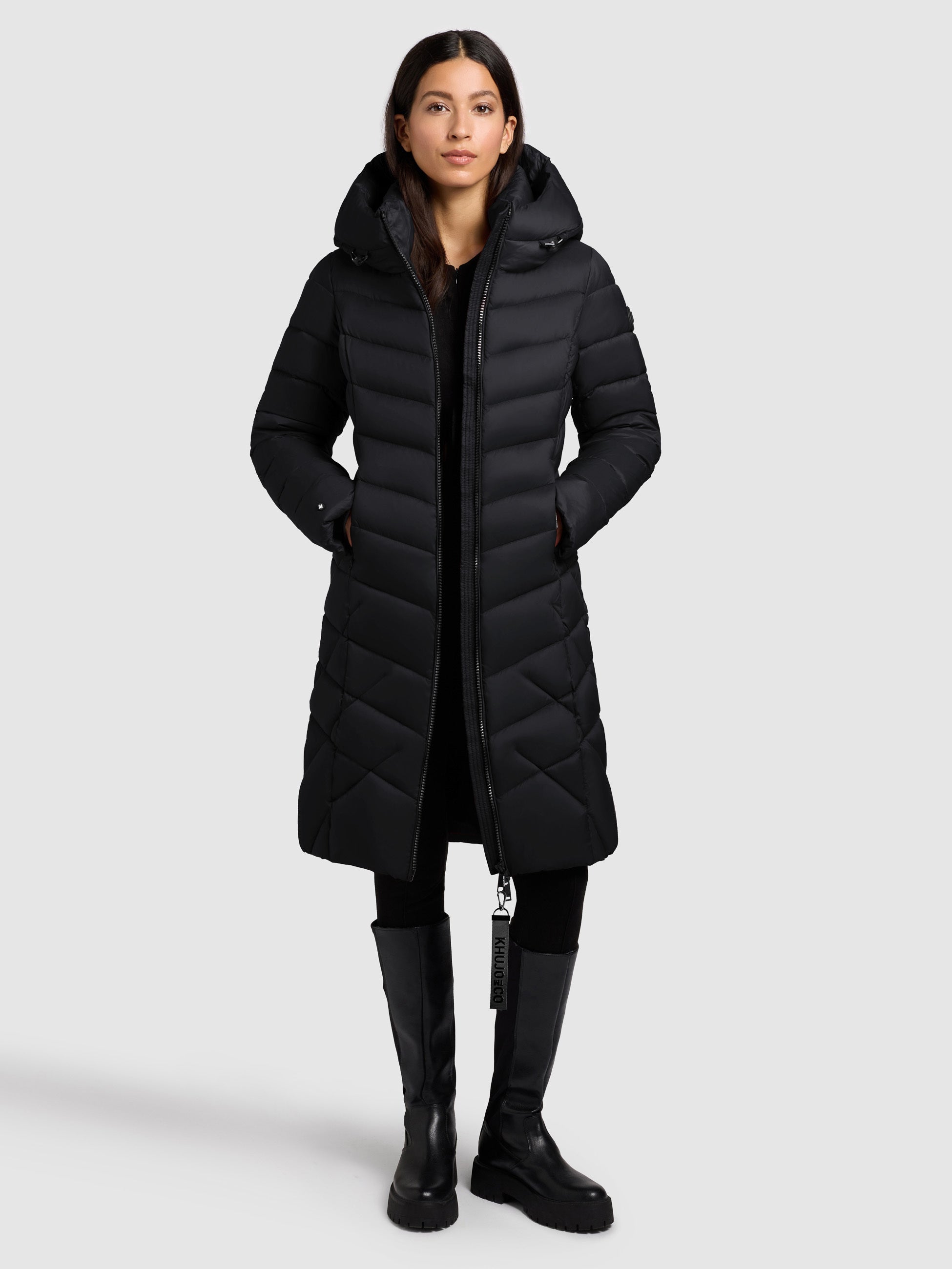 khujo-mantel-odana3-black-damen-steppmantel-knielang-warm-wattiert image 2