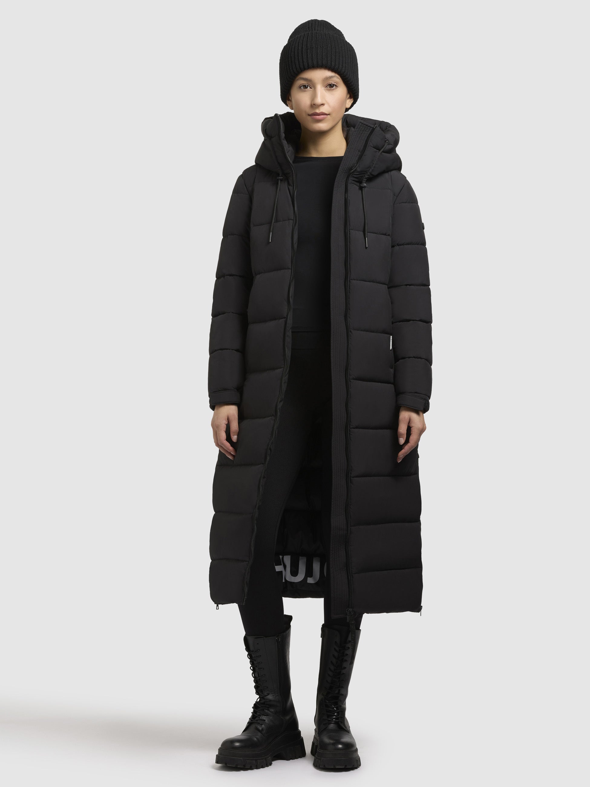 khujo-deria3-damen-mantel-schwarz-steppmantel-knielang-slim-fit image 6