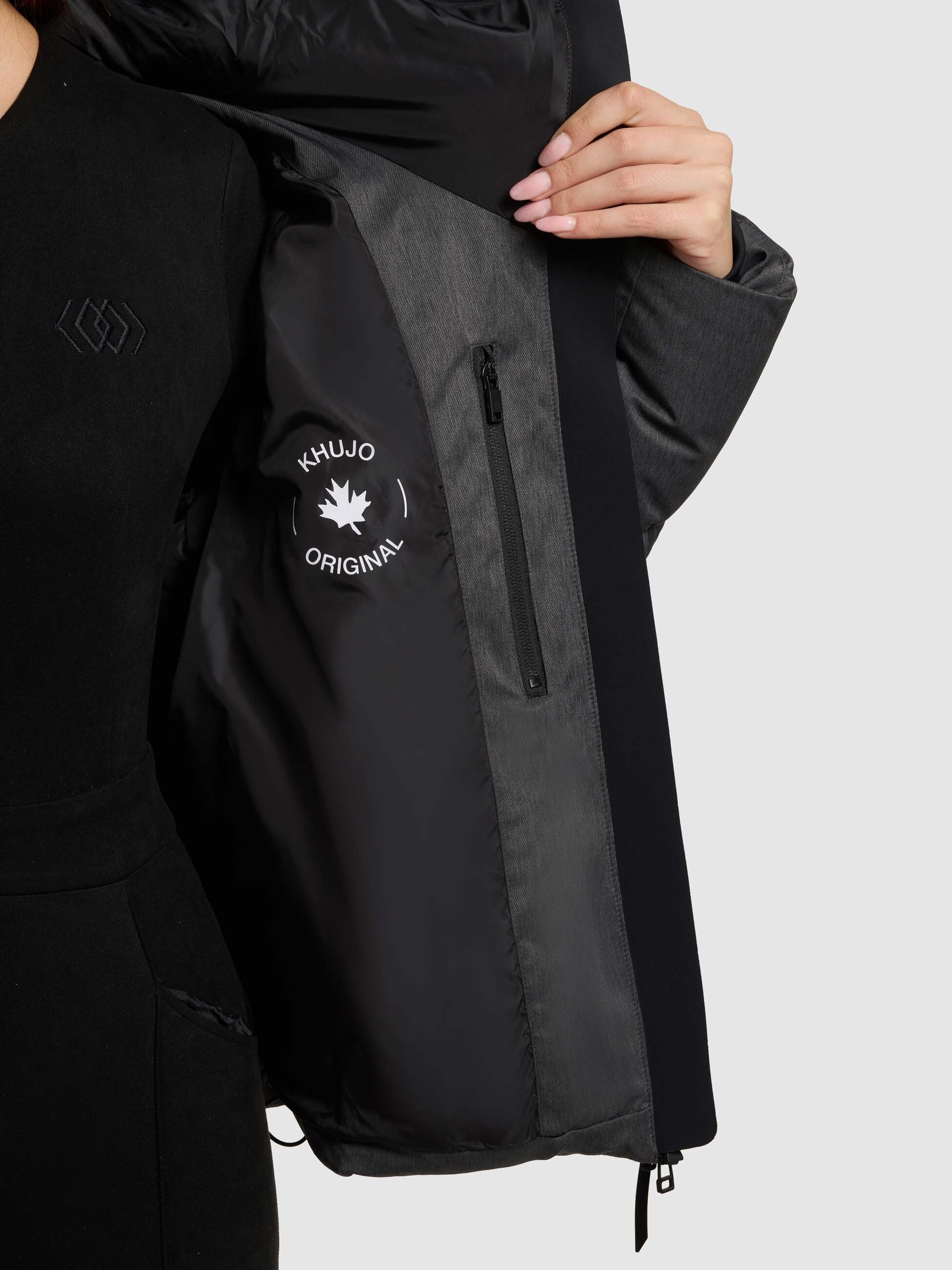 khujo-jacke-milly-kurze-steppjacke-dark-melange-grey-mit-kapuze image 8