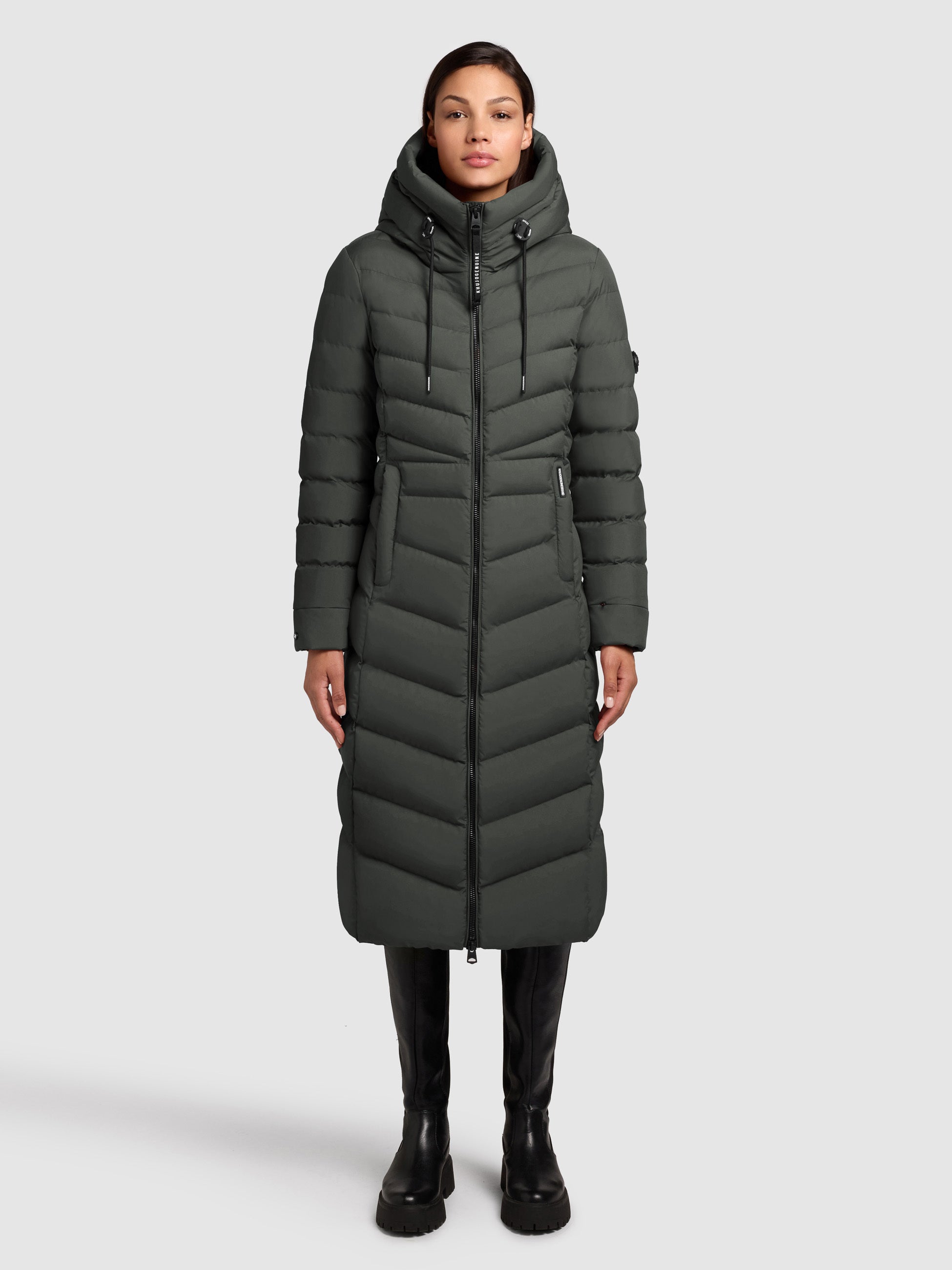khujo-mantel-ingram4-foam-green-taillierter-damen-steppmantel-knielang image 1