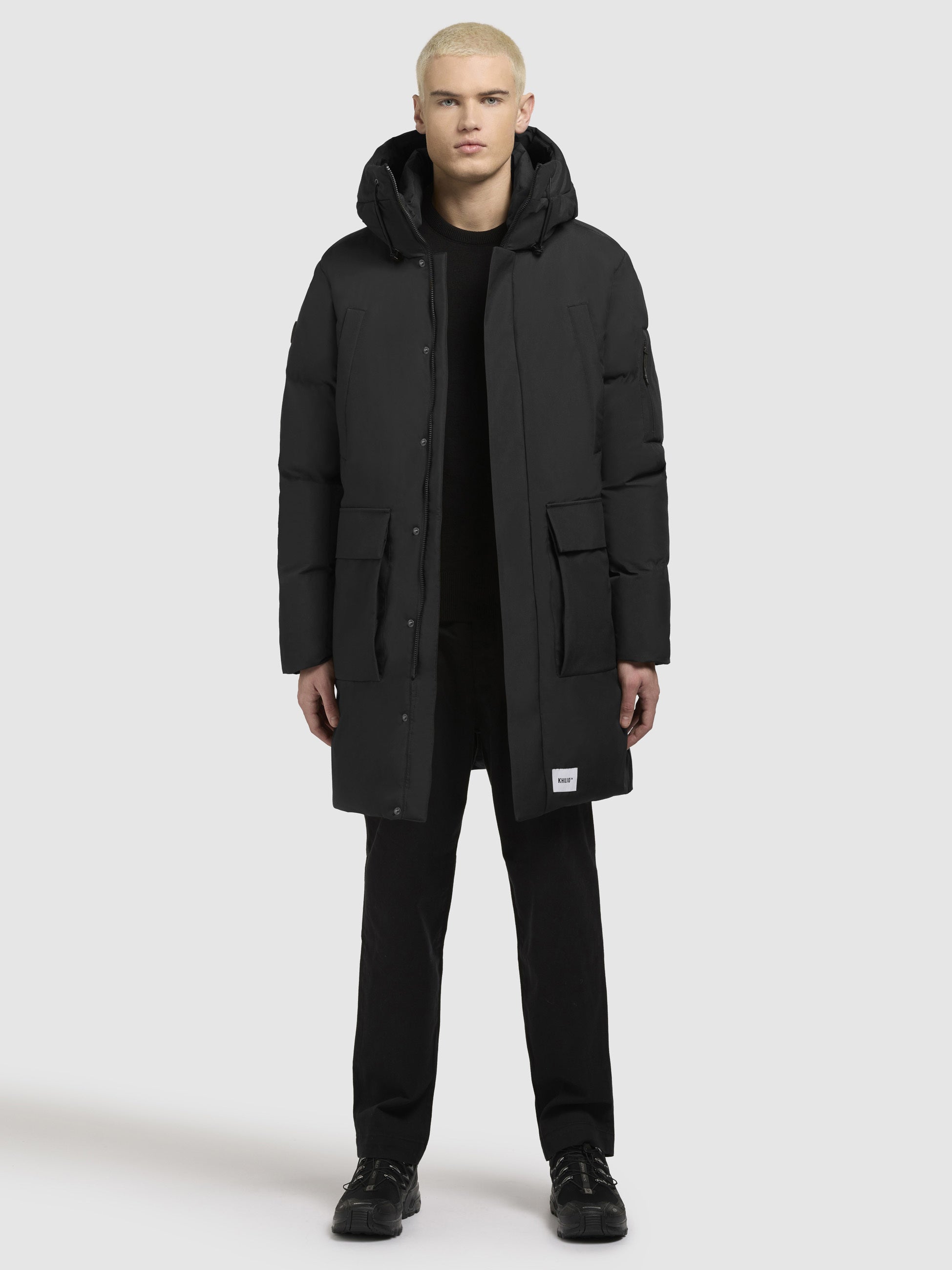 khujo-mantel-chester3-schwarz-wintermantel-loose-fit-cargo image 6