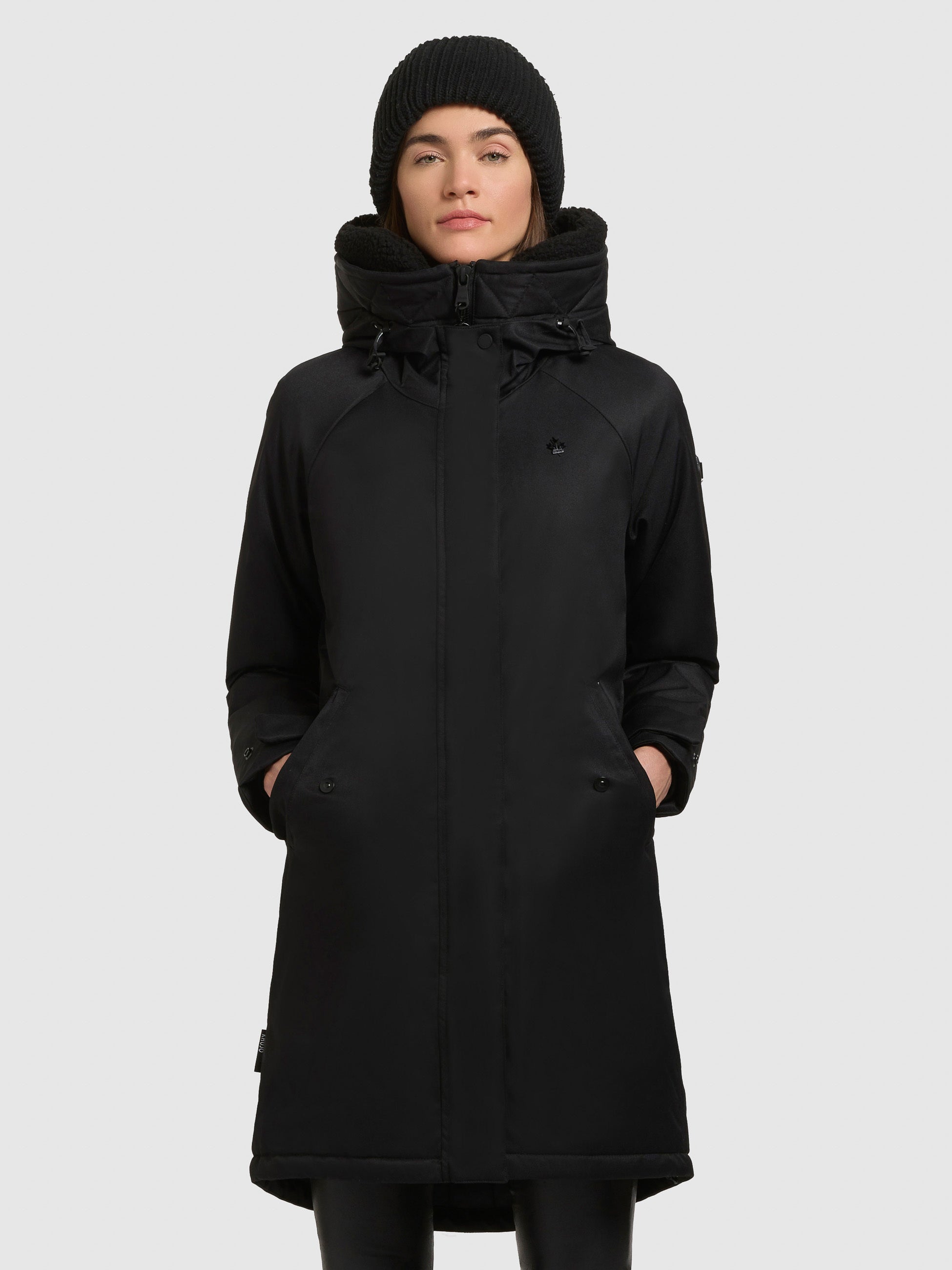 khujo-kurzmantel-semie2-black-leicht-wattiert-mit-teddyfell-kapuze image 3