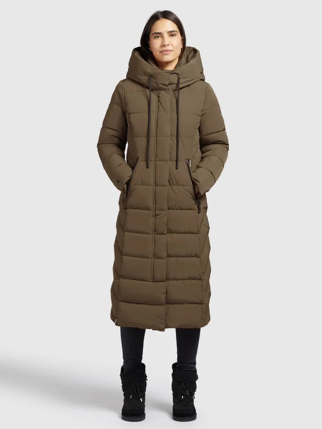 khujo-mantel-tynse-braun-wadenlanger-damen-steppmantel-regular-fit-mit-kapuze image 1