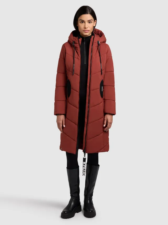 khujo-coat-aribay4-light-dark-red-langer-steppmantel-damen image 1