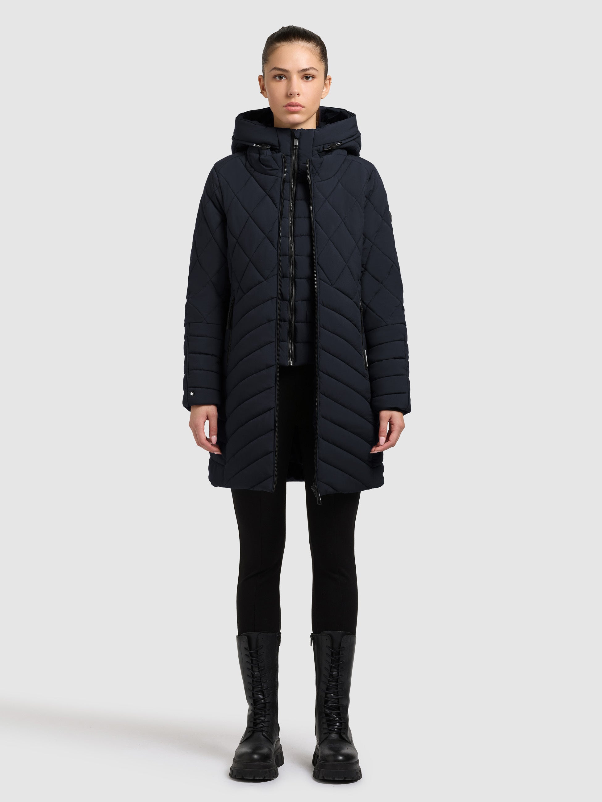 khujo-coat-ivana-port-blue-kurzer-damen-steppmantel-mit-herausnehmbarem-einsatz image 1