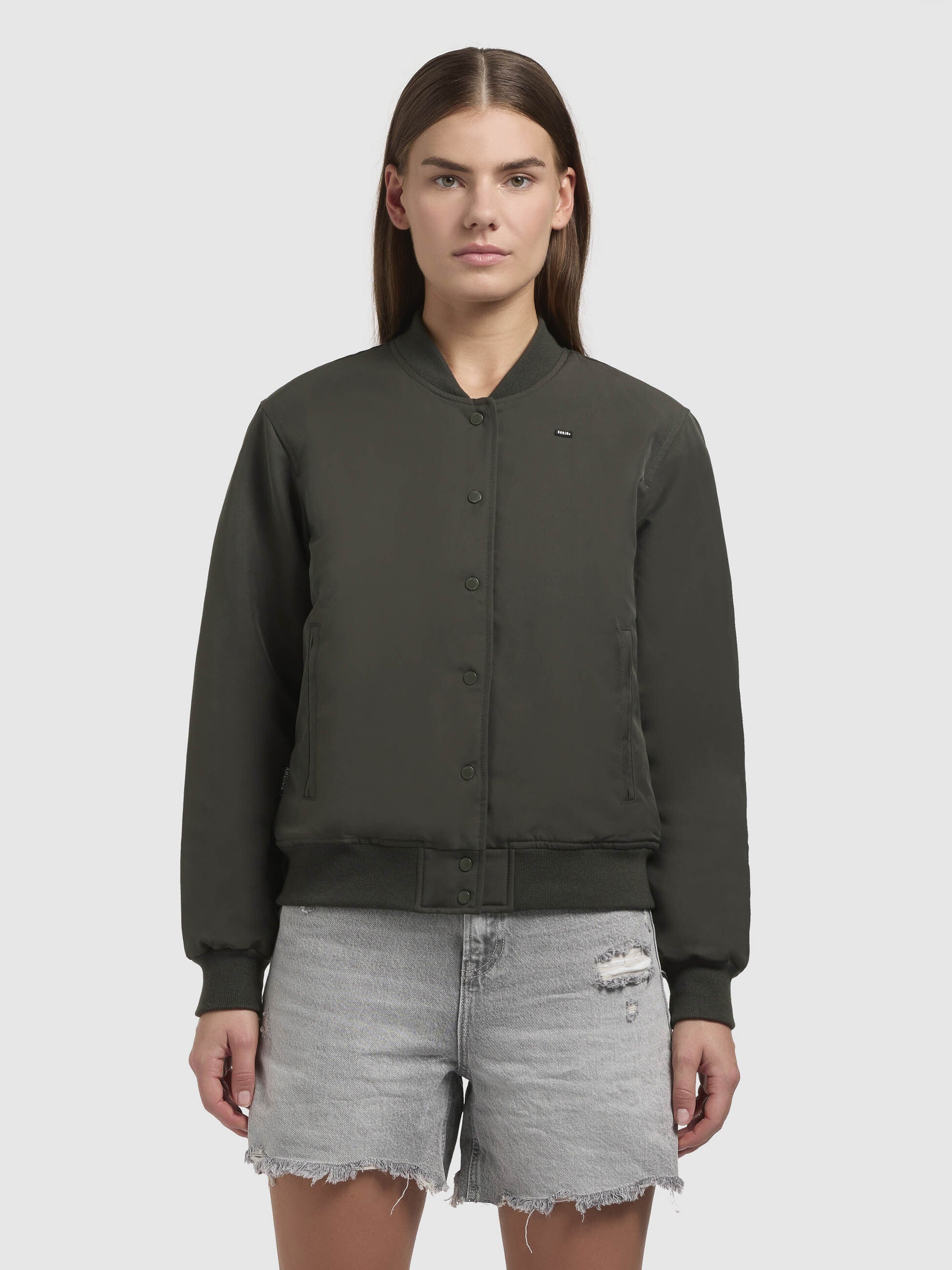 khujo-crystal-bomberjacke-dunkelgr-n-damen-blouson-im-college-look image 4