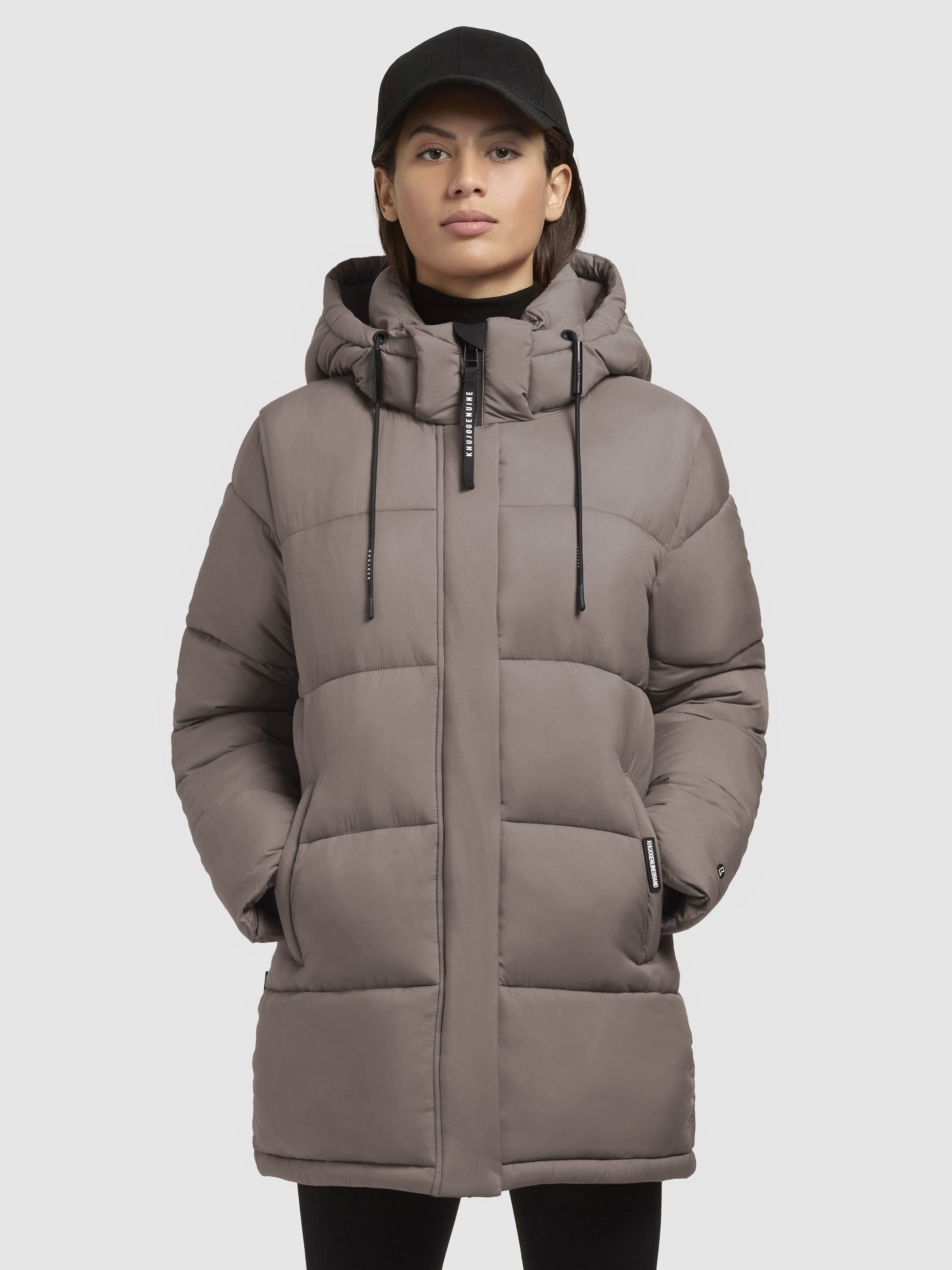 khujo-jacke-word3-matt-taupe-dunkel-damen-steppjacke-mit-kapuze image 4