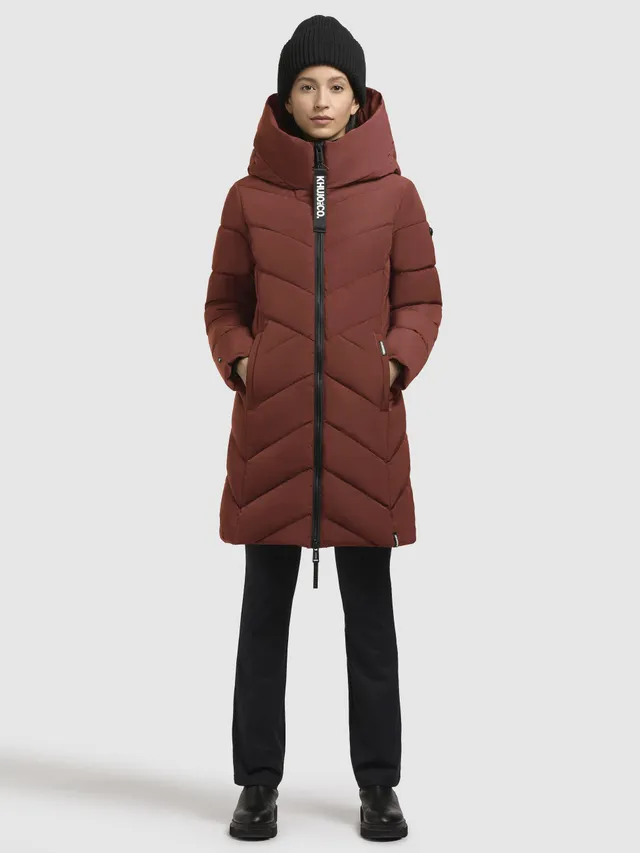 khujo-mantel-darka2-dunkelrot-regular-fit-steppmantel-damen-mit-kapuze image 1