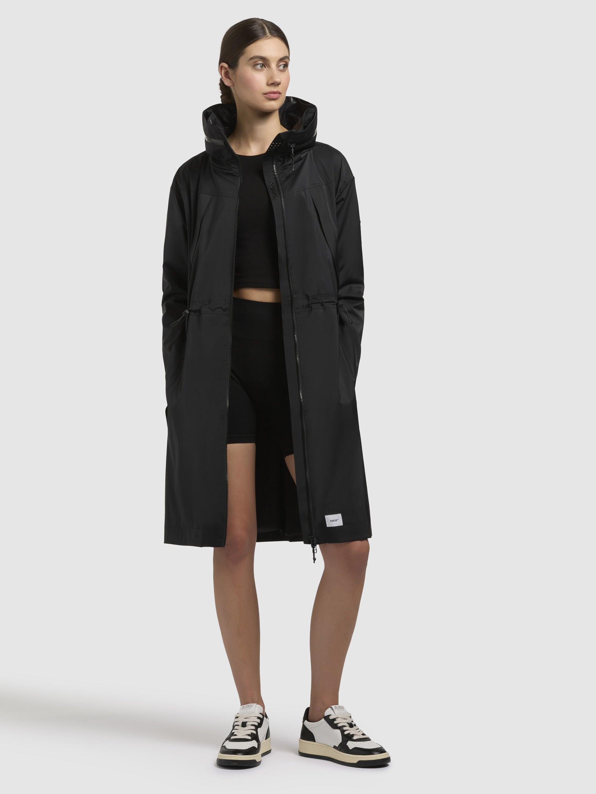 khujo-loulou-damen-mantel-schwarz-knielanger-windbreaker-kurzmantel image 2