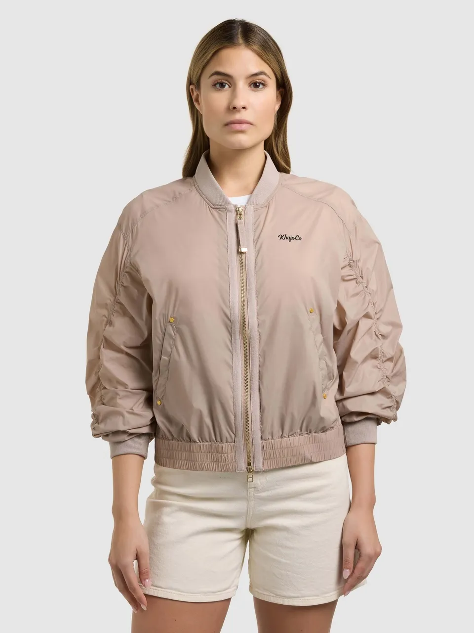 khujo-jacke-tuvay-latte-beige-bomberjacke-fliegerseide image 1