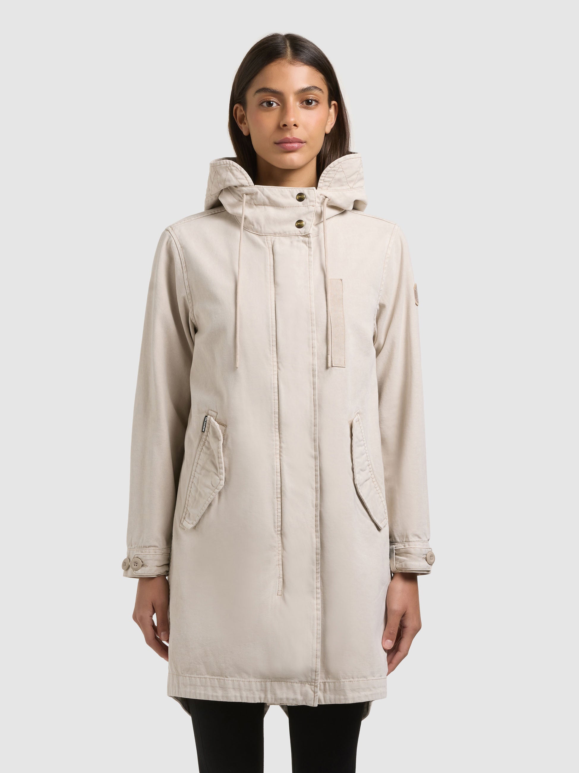 khujo-mantel-freya-greige-damen-parka-garment-dye-regular-fit image 1