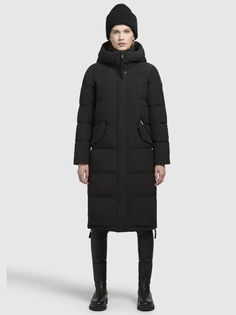 khujo-mantel-riad-schwarz-knielanger-steppmantel-im-loose-fit image 1