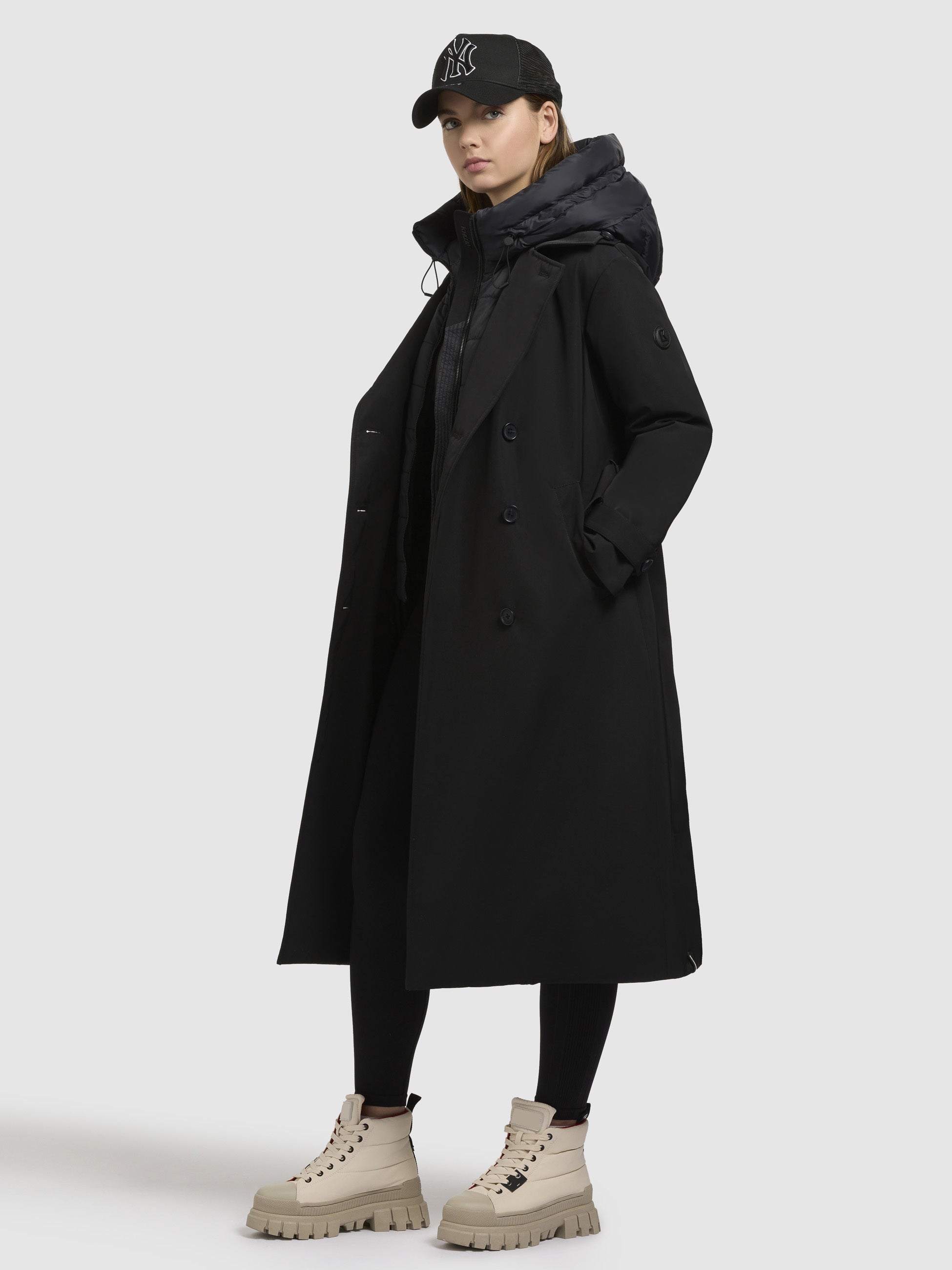 khujo-mantel-elena-schwarz-damen-trenchcoat-knielang-mit-steppeinsatz image 2
