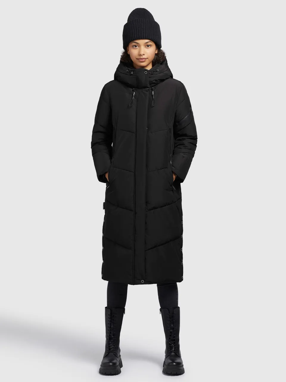 khujo-coat-sonje5-black-steppmantel-damen-wadenlang image 1