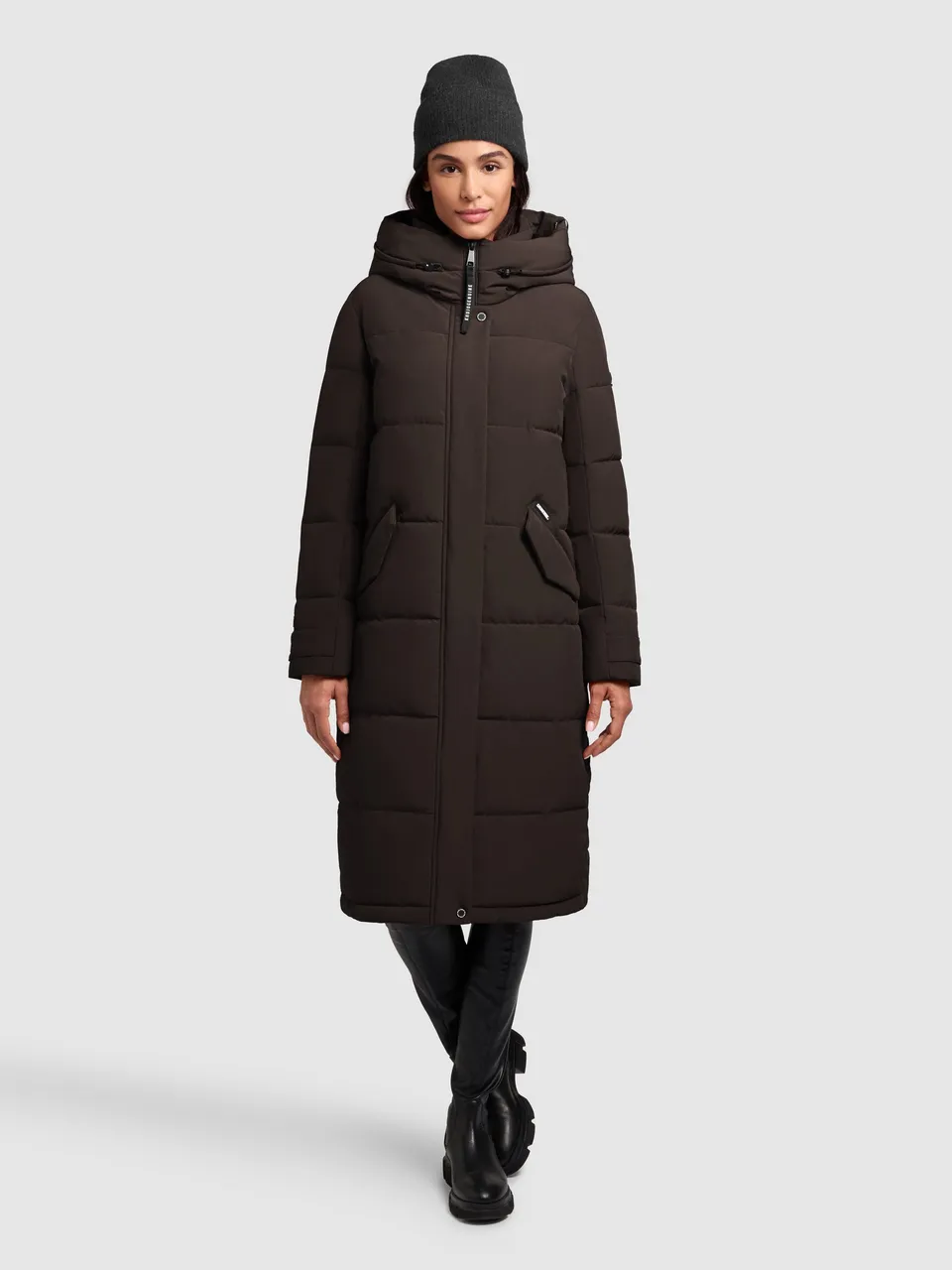 khujo-dairi-mantel-moody-plum-damen-steppmantel-knielang-mit-kapuze image 1