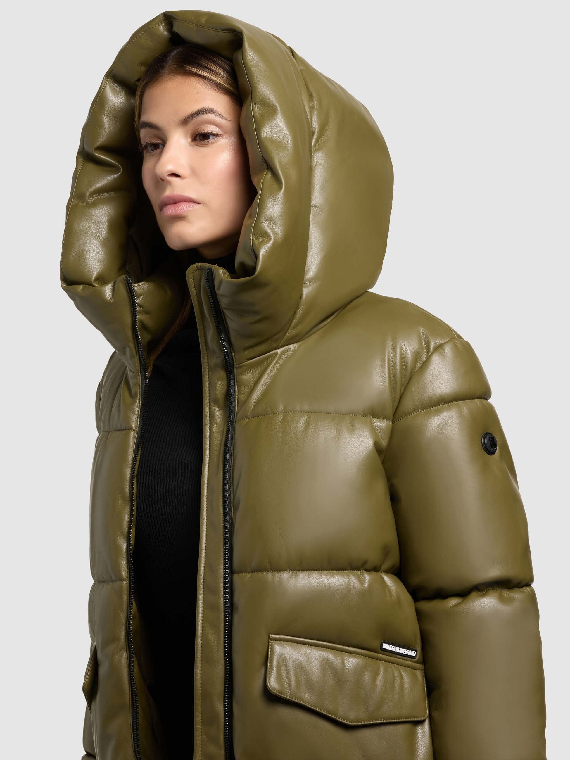 khujo-jacke-aurora-olive-damen-kapuzenjacke-in-lederoptik image 7