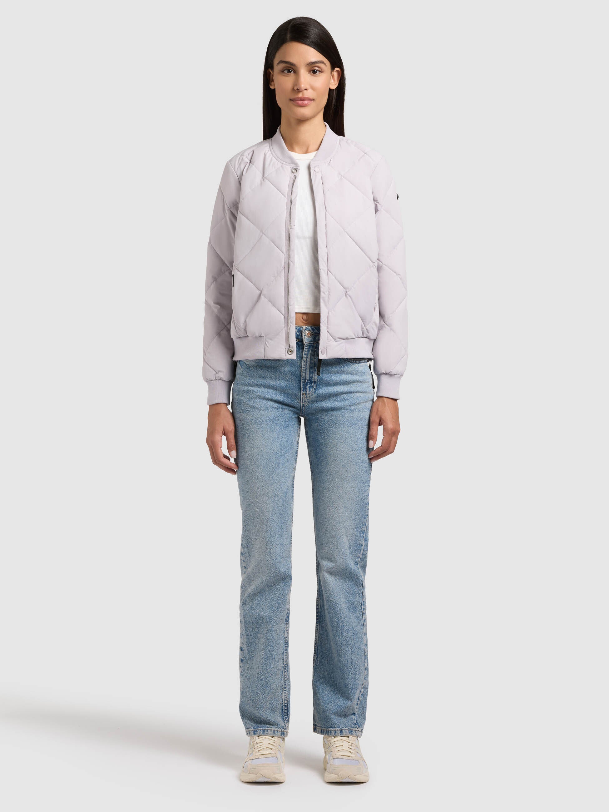 khujo-jacke-ange2-raindrops-lilac-damen-bomber-steppjacke-kurz image 2