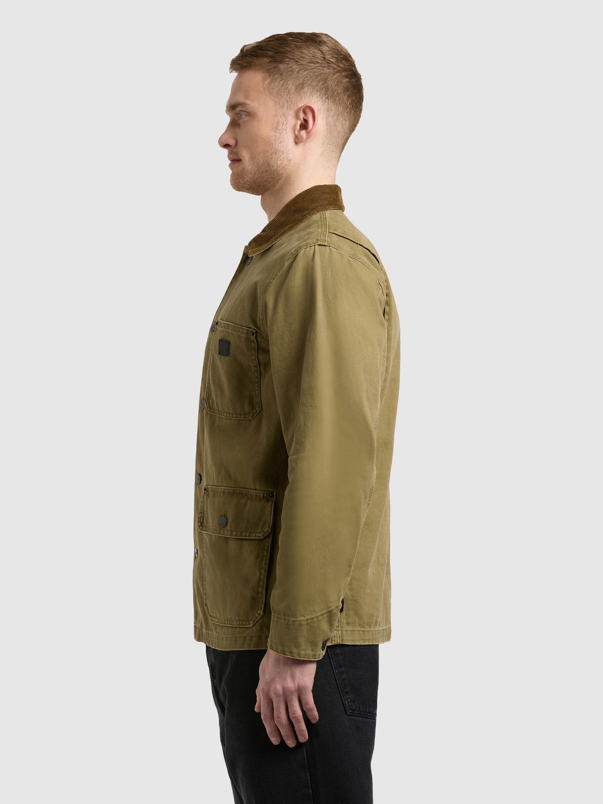 khujo-jacke-nuhh-canary-green-workwear-canvas-jacke-mit-cordkragen image 5