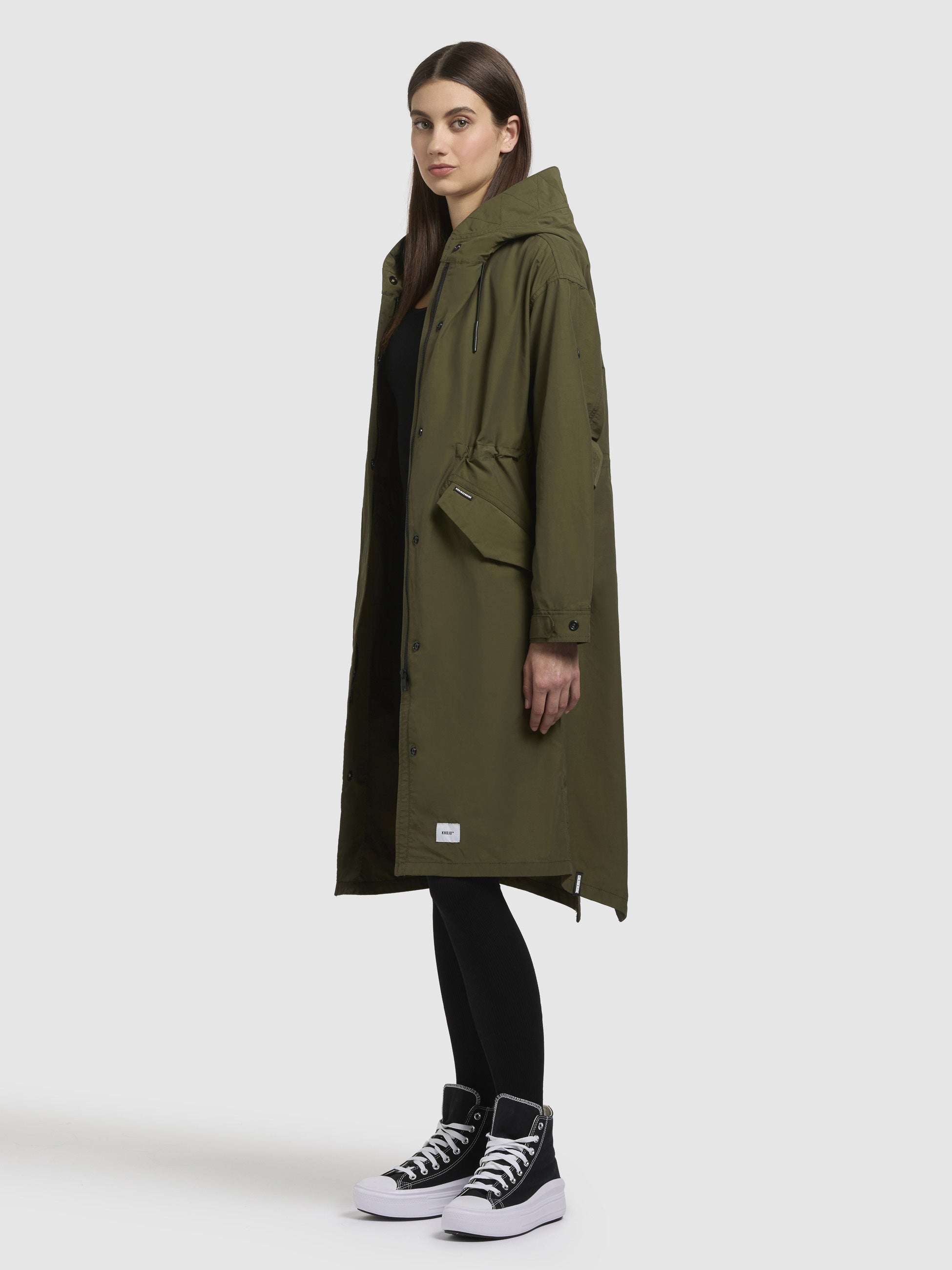 khujo-mantel-rayana-olivgr-n-leichter-sommerparka-knielang-loose-fit image 2