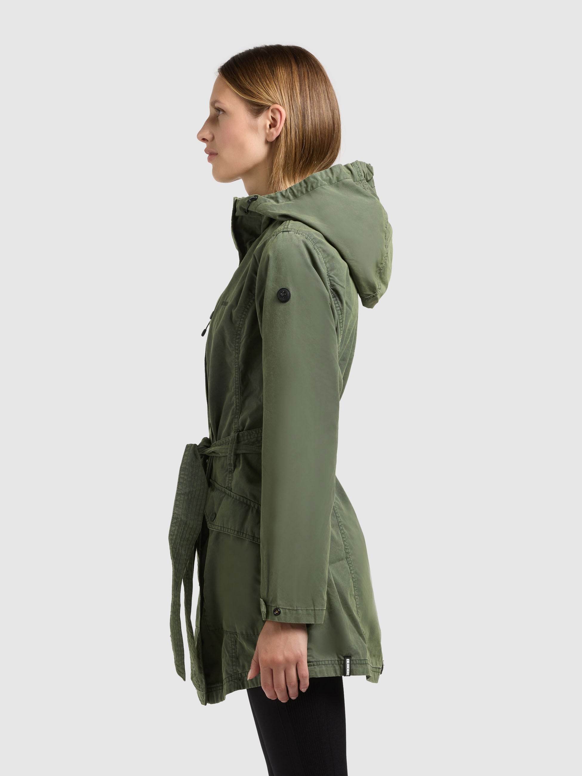 khujo-prea-damen-jacke-black-olive-sommerparka-trenchcoat-mit-kapuze image 5