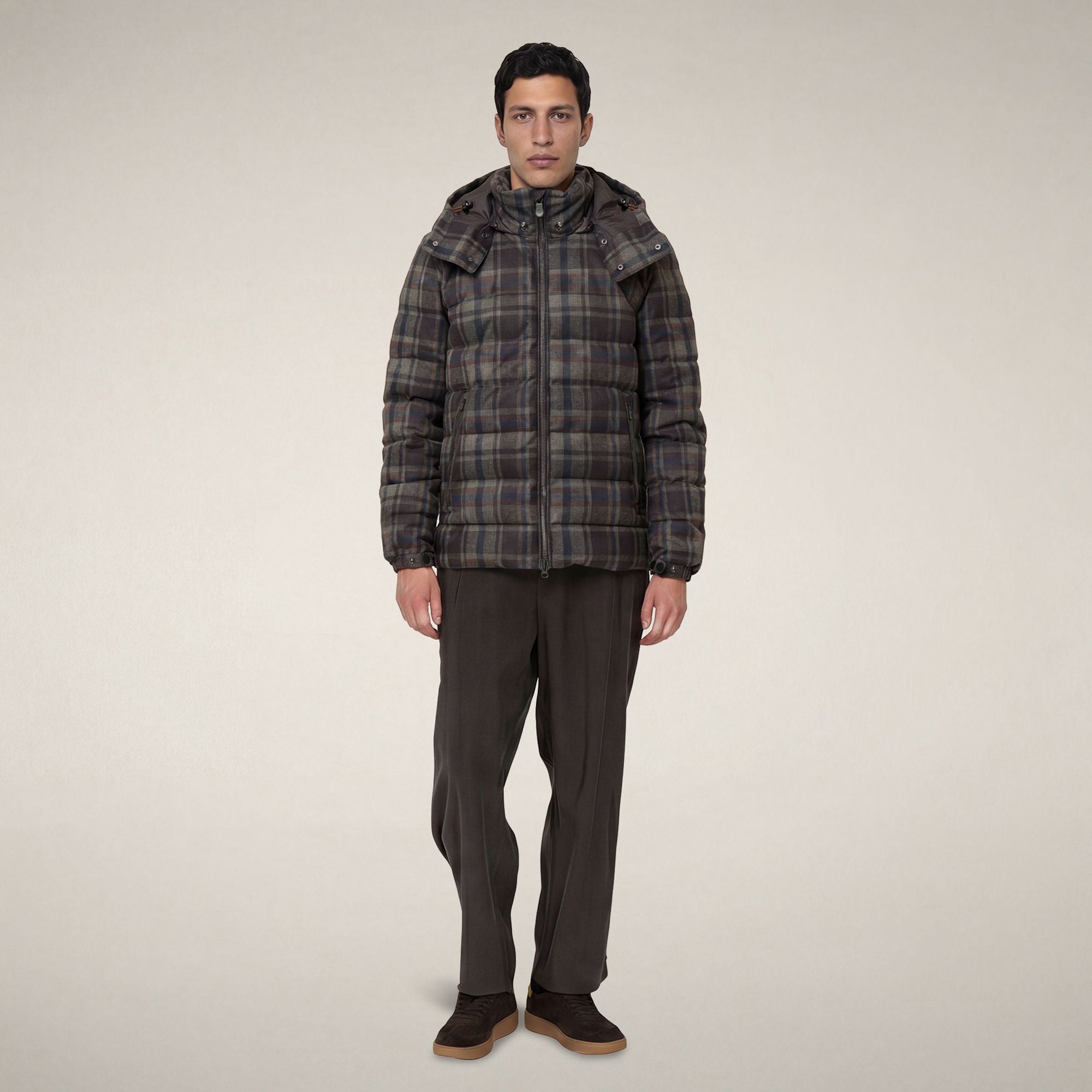 save-the-duck-gibson-herren-winterjacke-karo-braun image 1