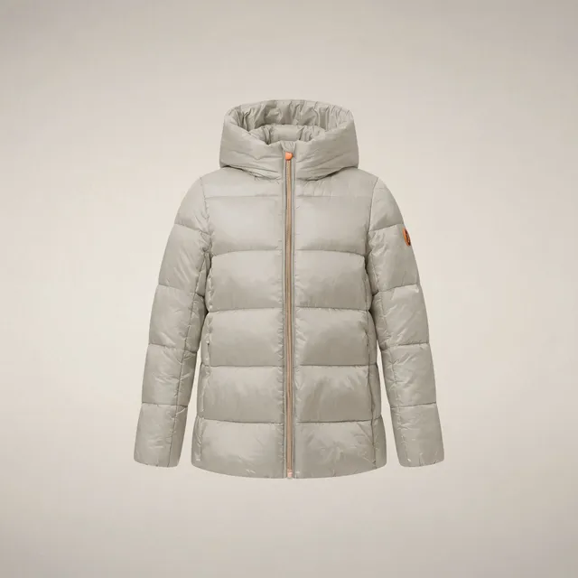 save-the-duck-gracie-m-dchen-pufferjacke-hellbeige-a-linie-mit-kapuze image 1