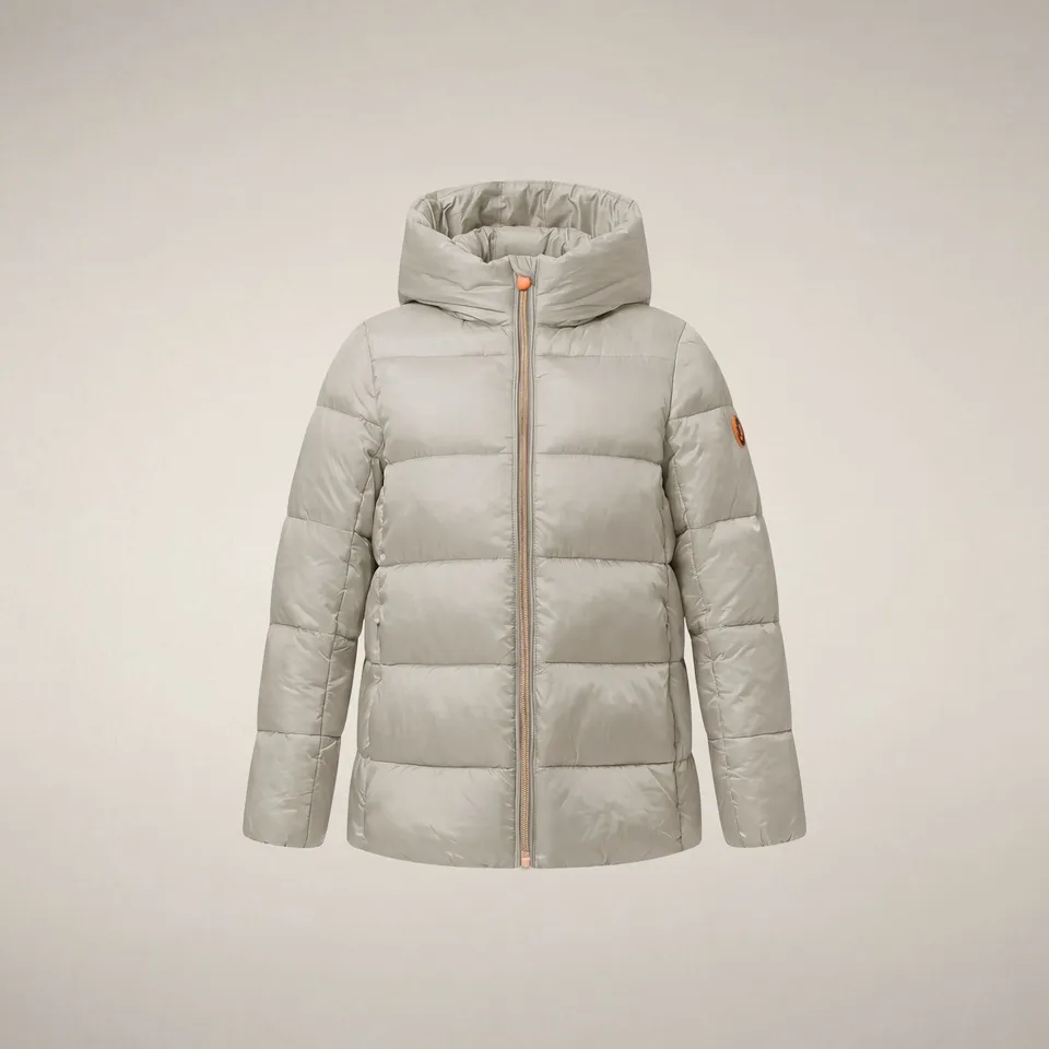 save-the-duck-gracie-m-dchen-pufferjacke-hellbeige-a-linie-mit-kapuze image 1