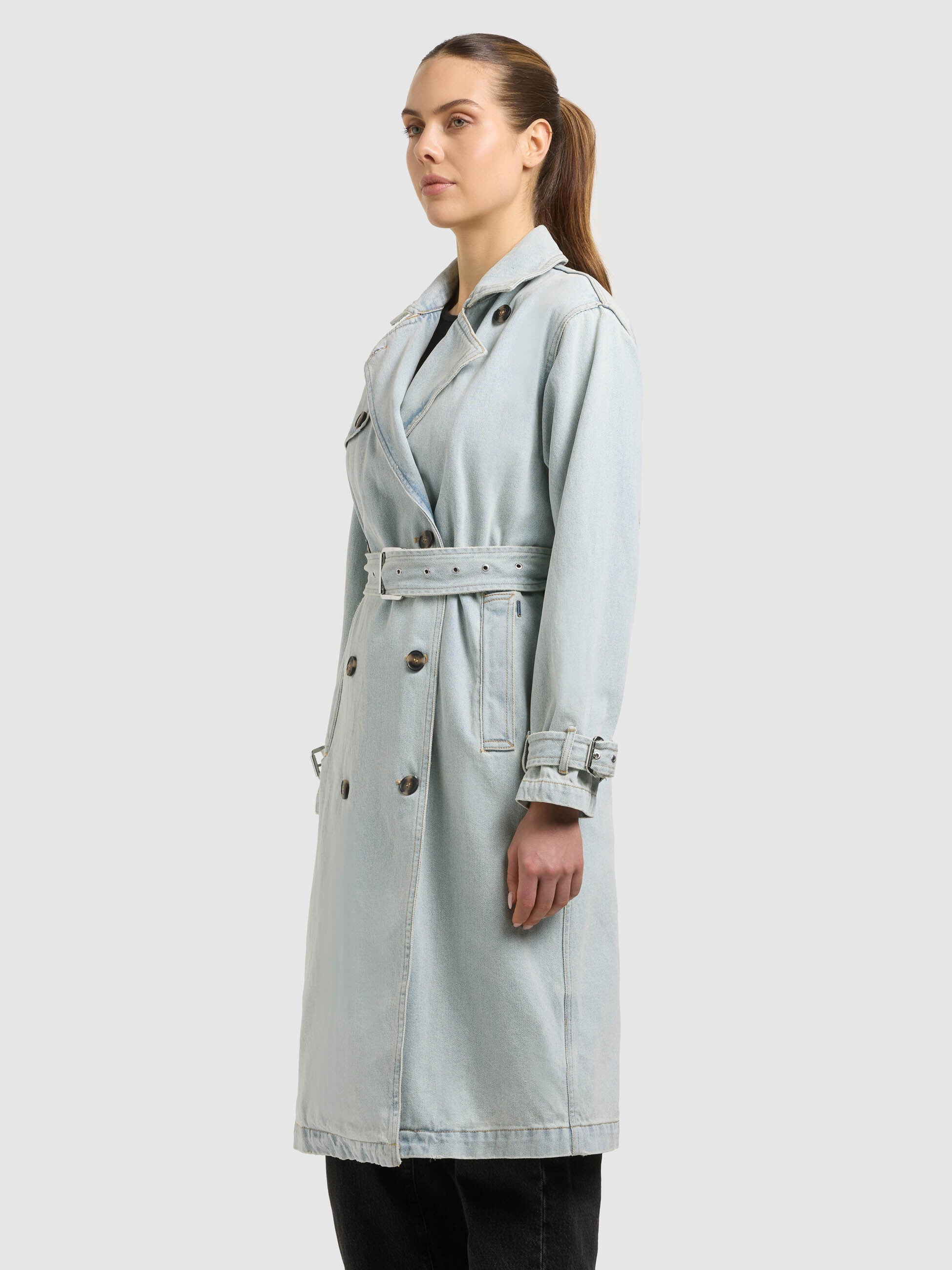 khujo-hera-damen-mantel-bleached-blue-jeans-trench-aus-denim-lang image 5