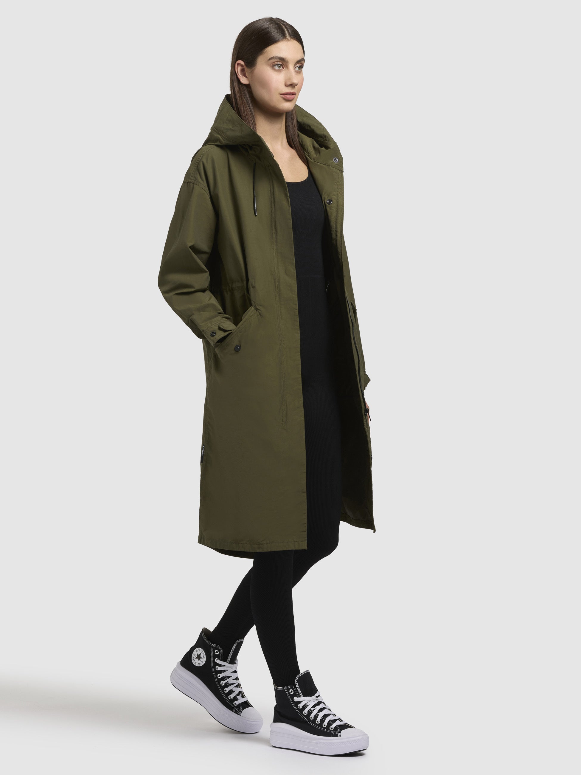 khujo-mantel-rayana-olivgr-n-leichter-sommerparka-knielang-loose-fit image 6