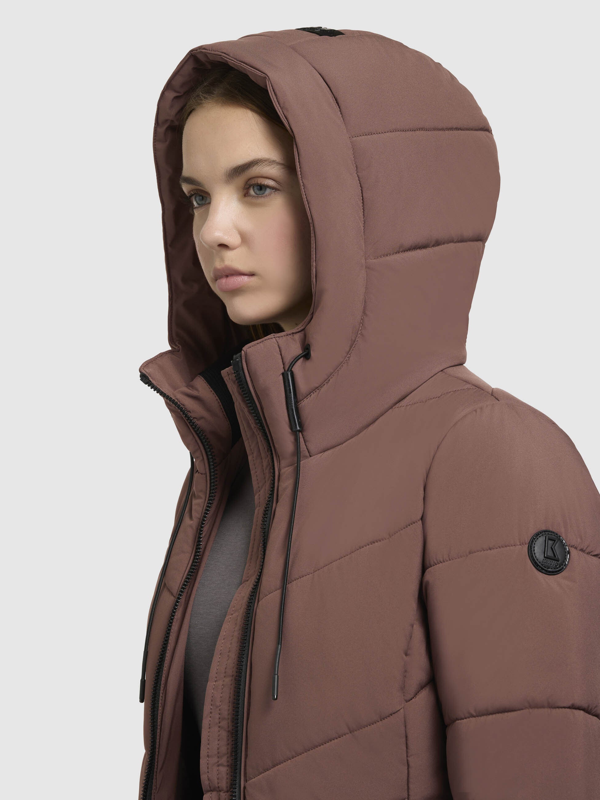 khujo-aribay5-mantel-rotbraun-damen-lange-steppjacke-mit-strick image 7