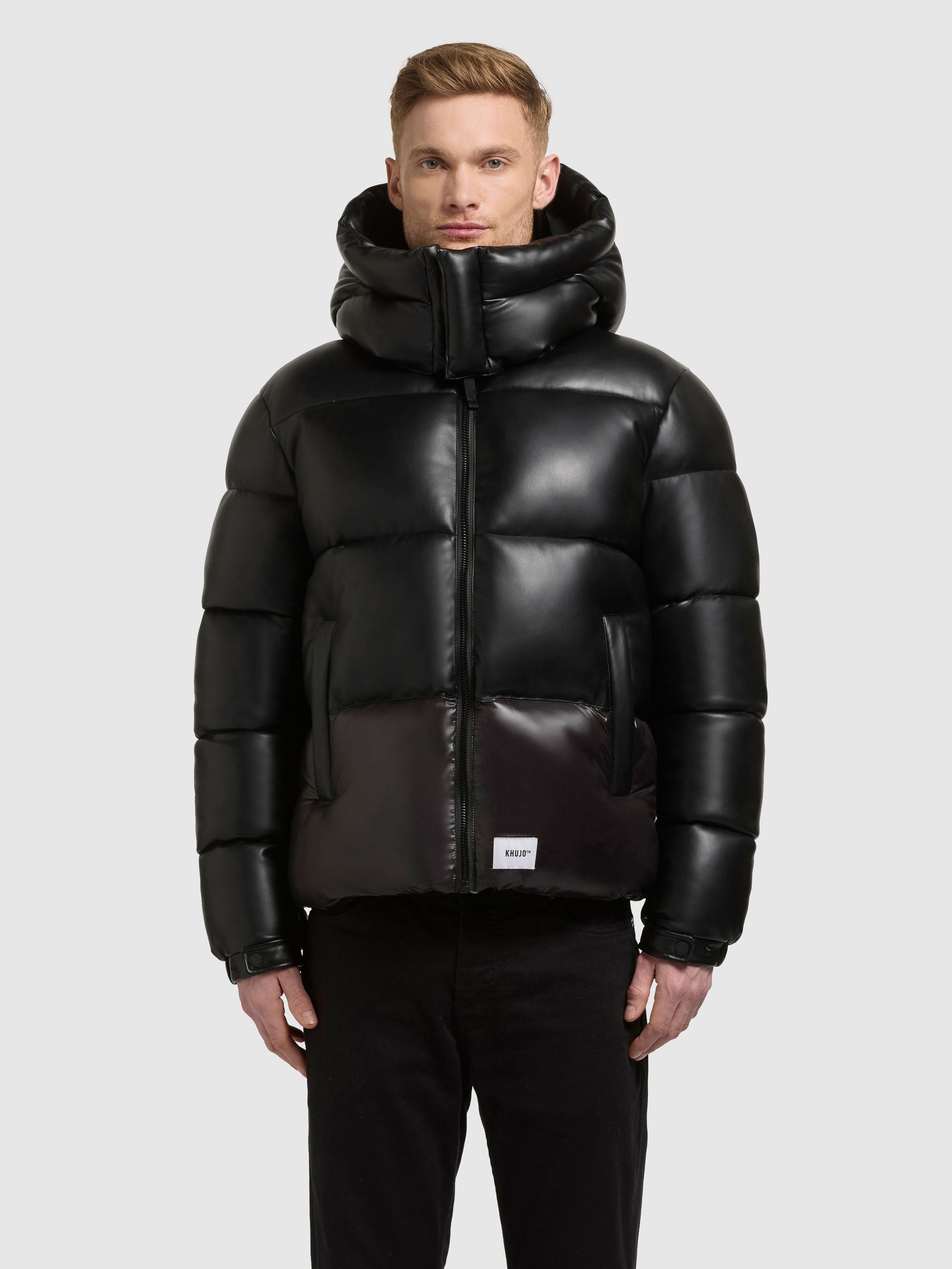 khujo-jacke-george-black-herren-h-ftlange-winterjacke-mit-lederoptik image 4