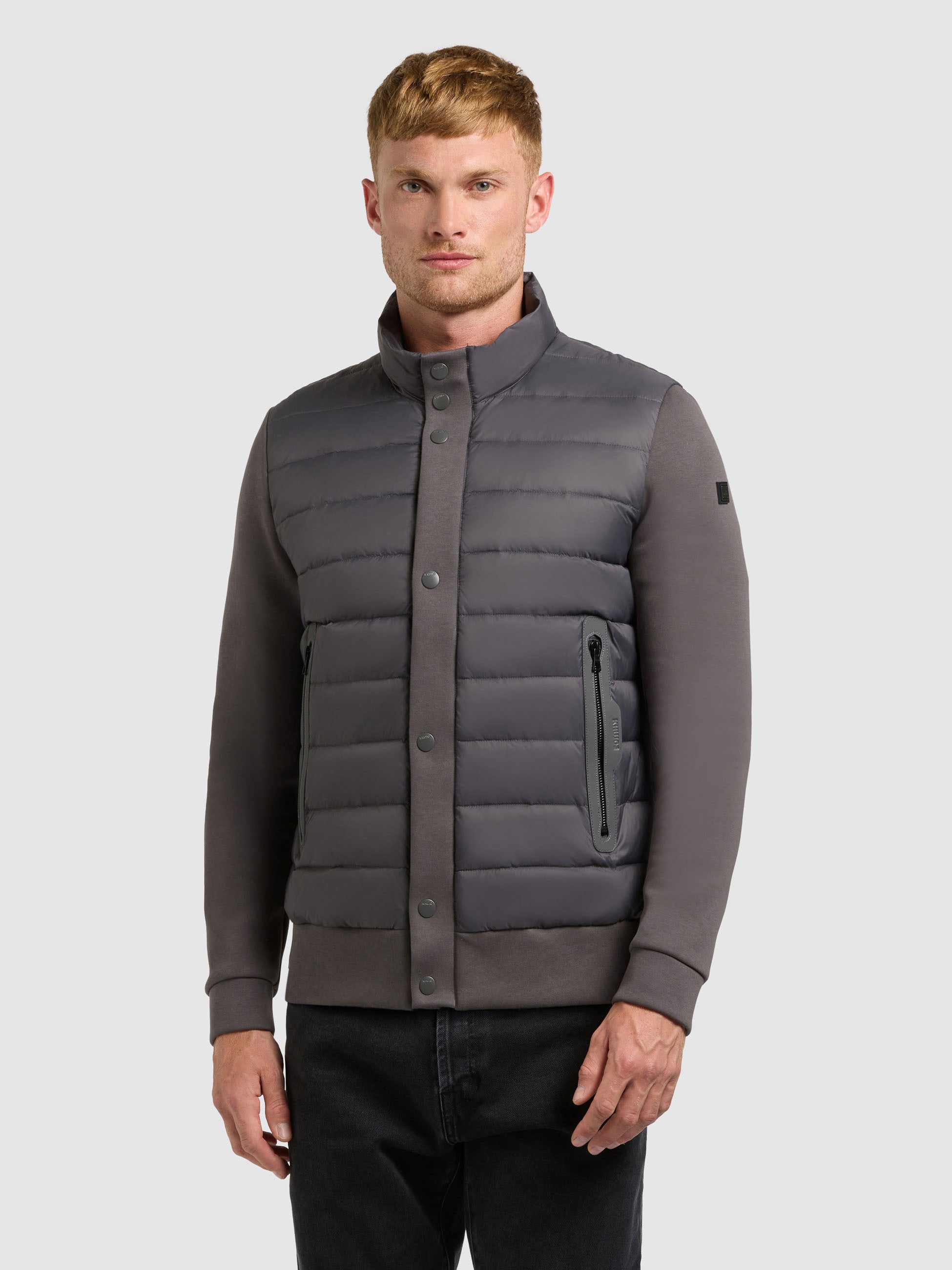 khujo-jacke-walnut-slate-grey-kurze-steppjacke-im-materialmix image 4