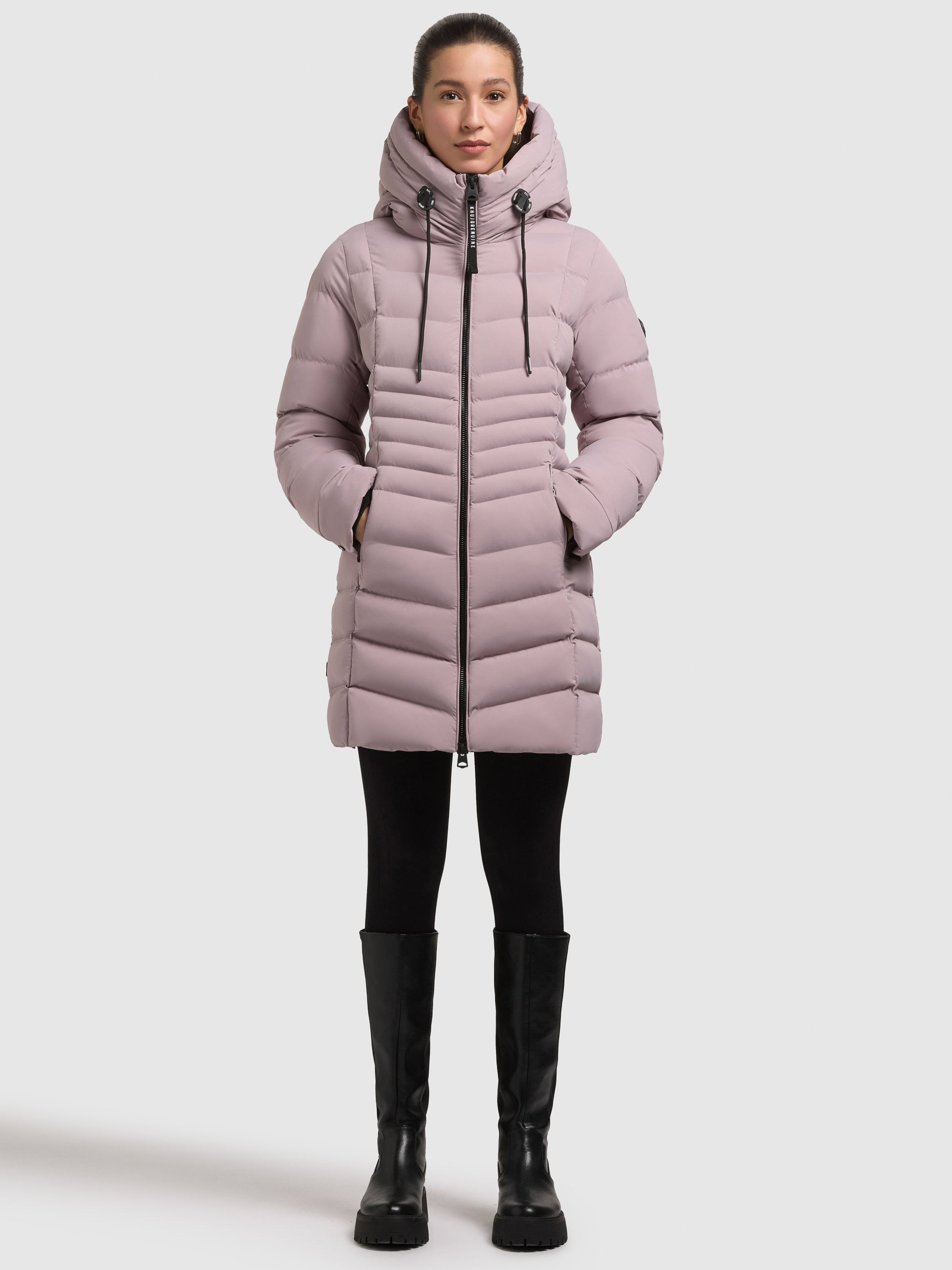 khujo-lava-kurzmantel-pale-mauve-slim-fit-steppjacke-mit-kapuze image 6