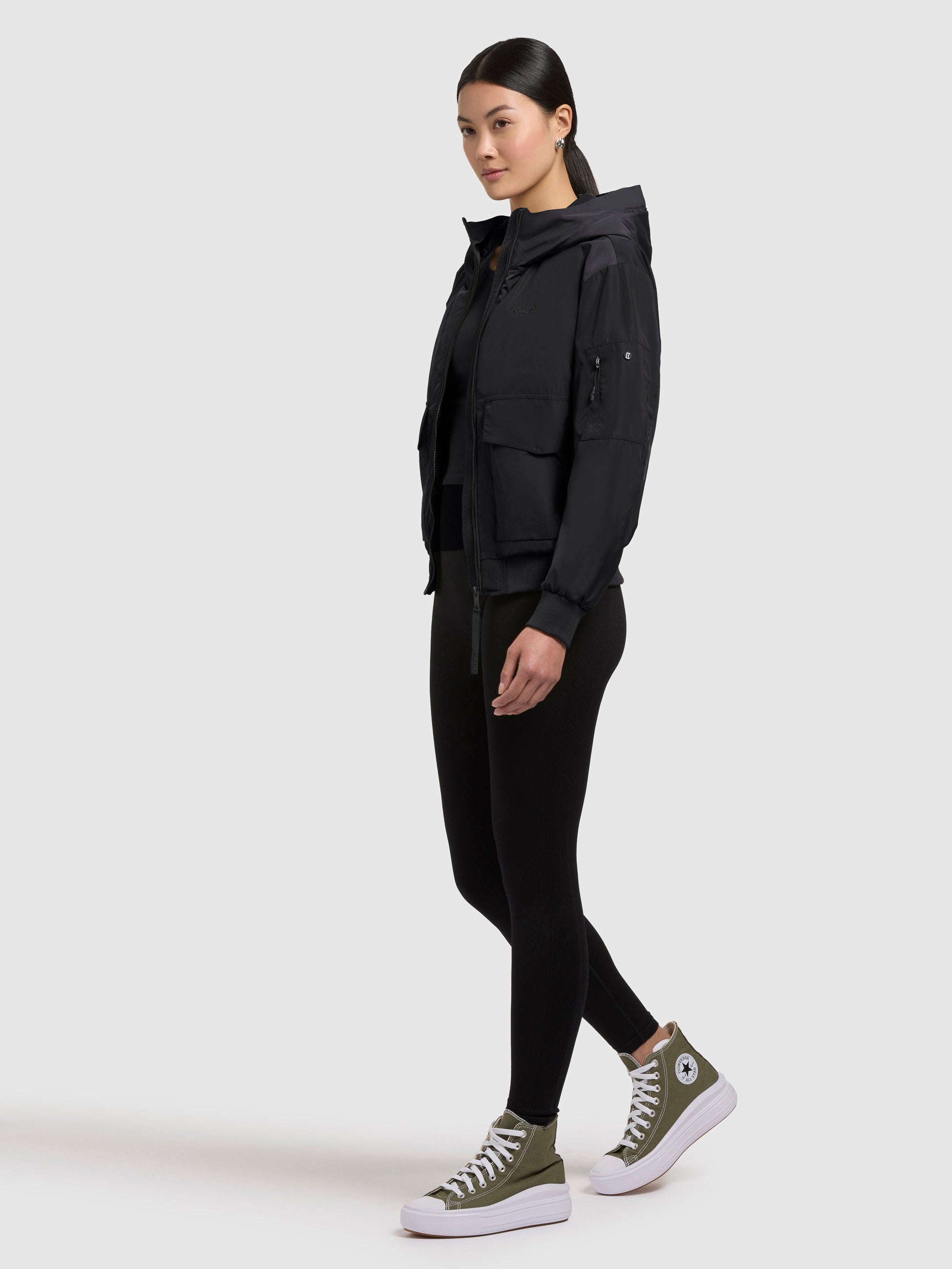 khujo-blousonjacke-anov-damen-bomberjacke-schwarz-doppelte-kapuze image 2