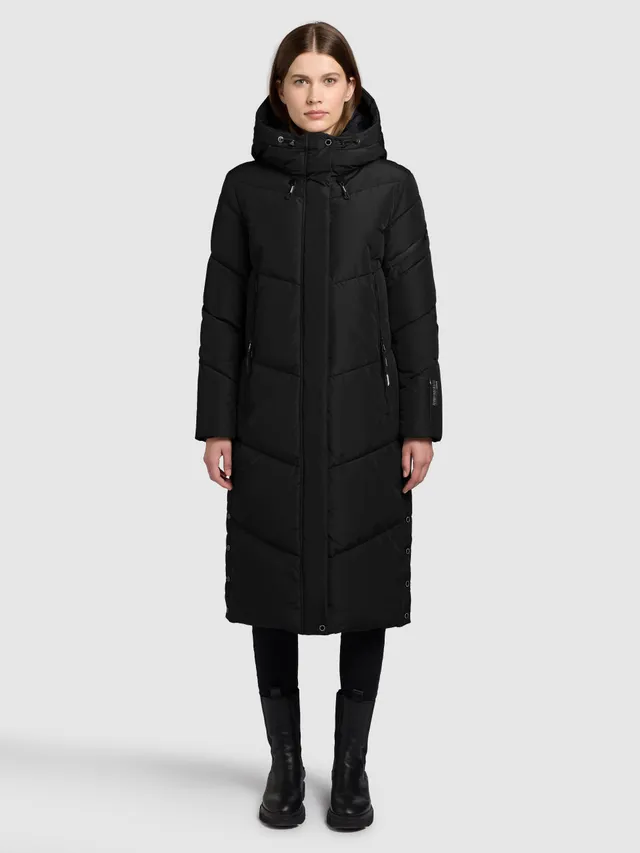 khujo-sonje6-coat-black-wadenlanger-steppmantel-relaxed-fit image 1