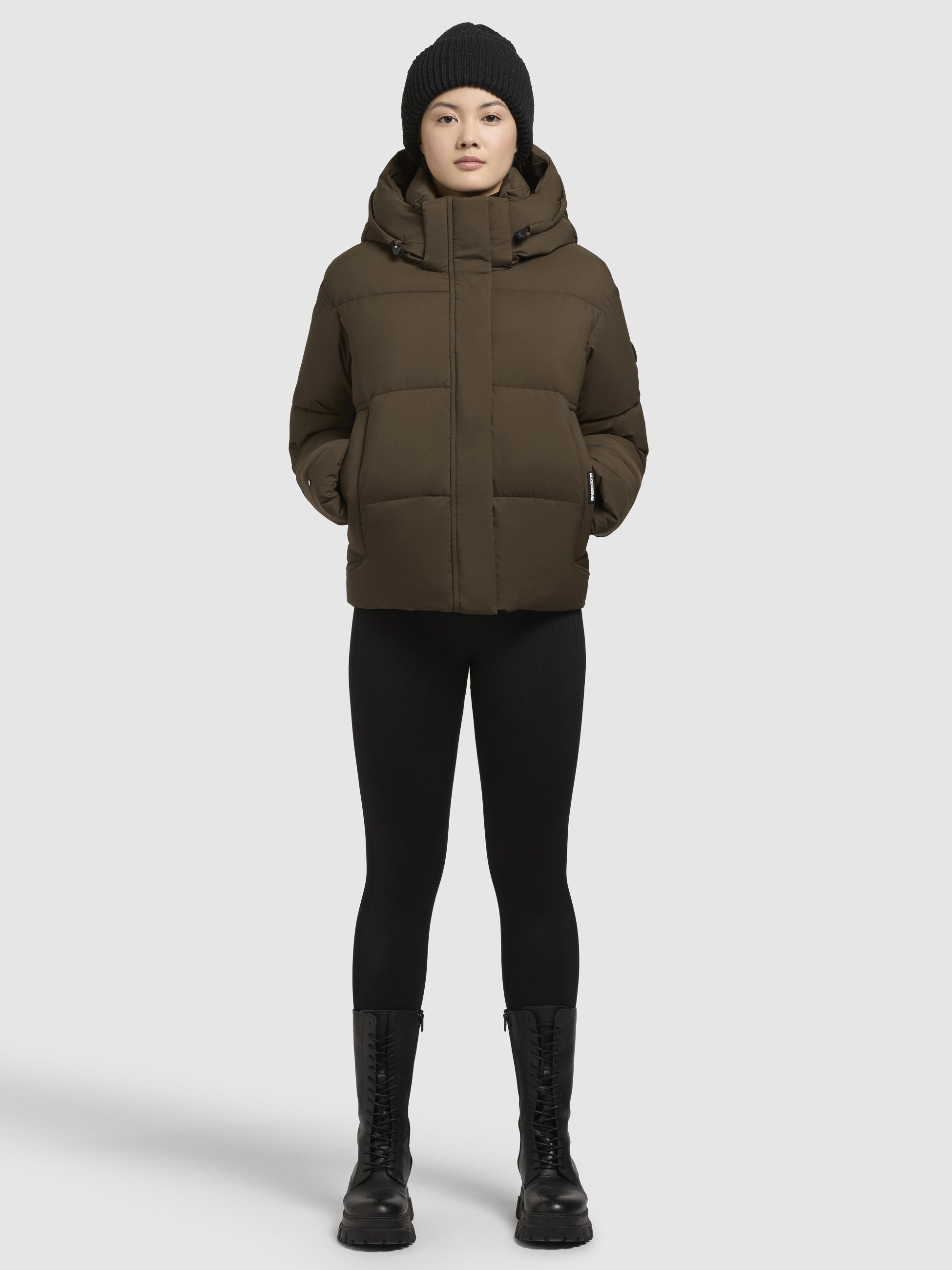 khujo-jacke-devina-matt-dunkeloliv-steppjacke-damen-regular-fit image 1