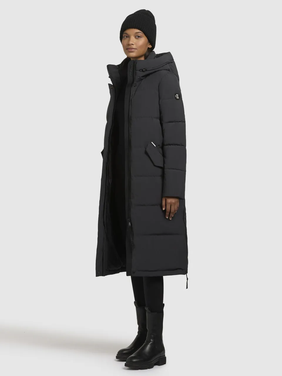 khujo-riad-mantel-dark-gray-knielanger-wattierter-damen-parka image 1